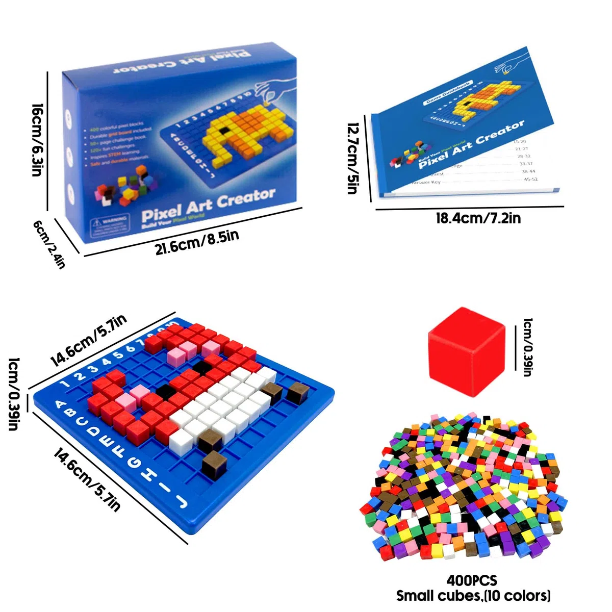 Blocchi da Costruzioni di Puzzle, 400 Pezzi Set di Attività per Cubi, Nuovi Pixel Art, Set da Festa Multifunzionale, per Festa & Famiglia