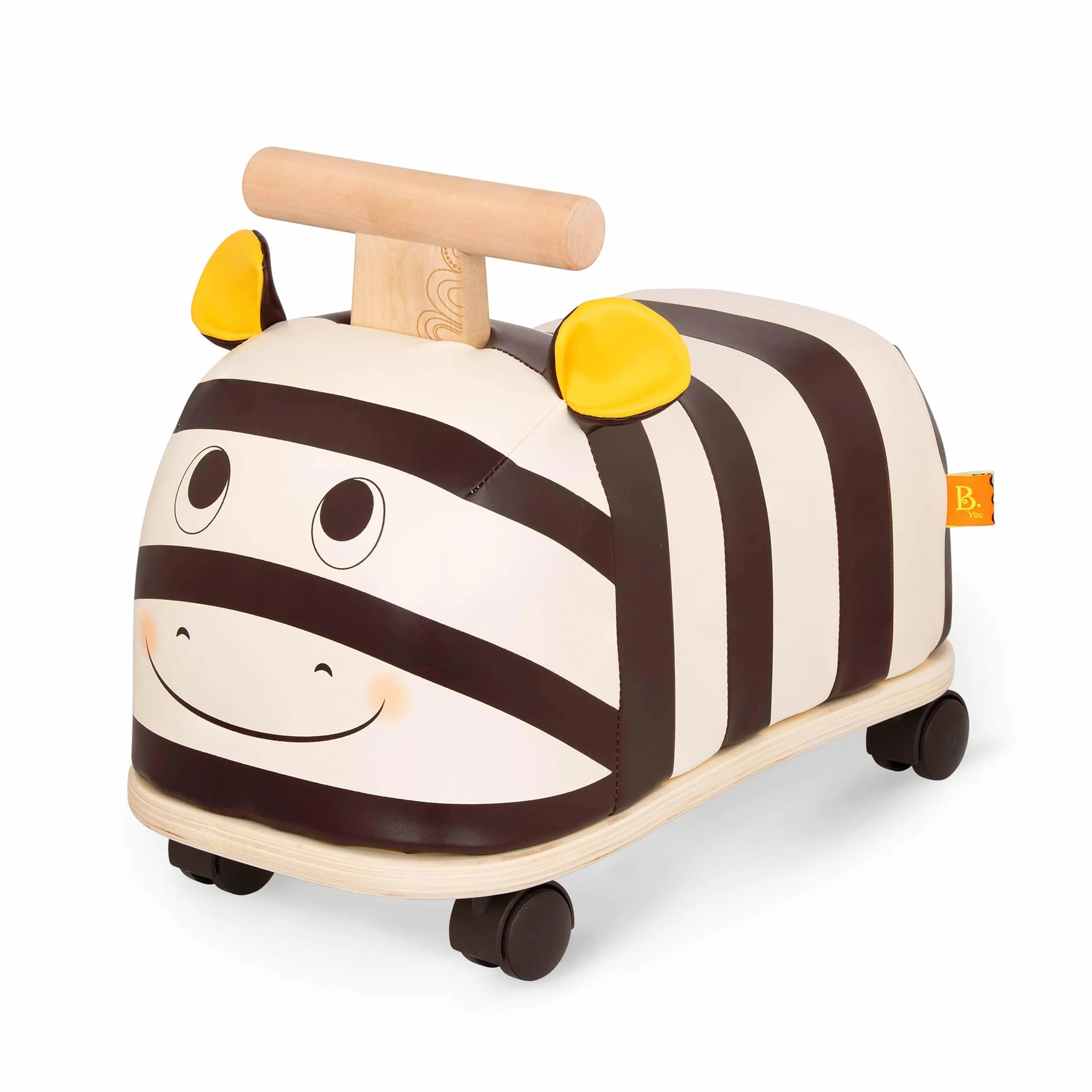 B. toys - Zippity Zebra - Zebra cavalcabile - Giocattolo cavalcabile per bambini e ragazzi - Sedile morbido - Giocattolo in legno - 18 mesi +
