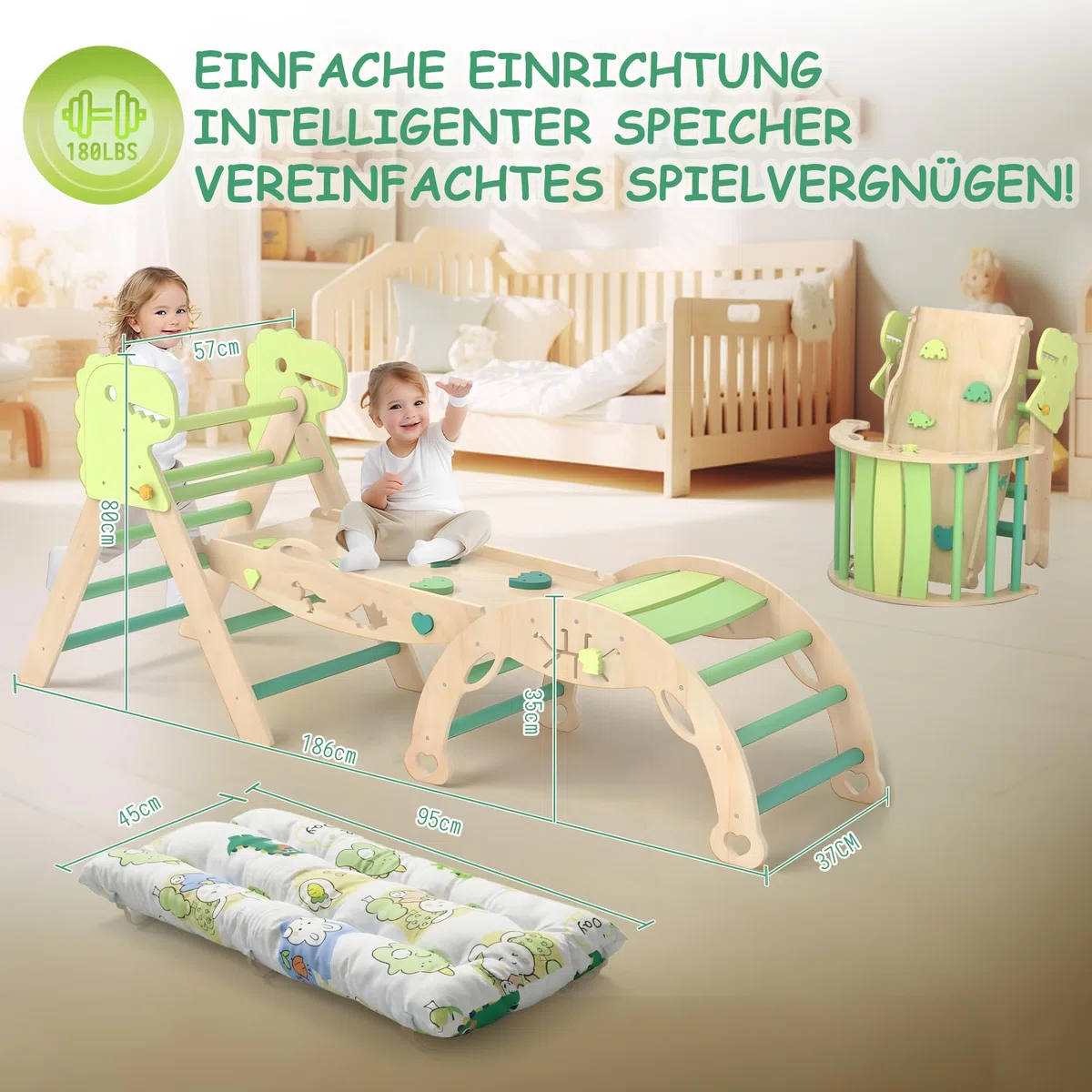 Montessori 9 in 1 Set da Gioco per Arrampicata per Bambini con Cuscino e Scivolo
