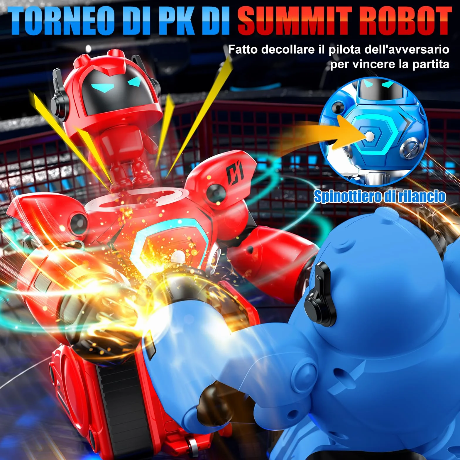 Herenear 2 Robot Kombat Telecomando per Bambini, RC Collision Robo Giocattolo, Combattimento Robot con Luce LED e Musica, Carrello da Calcio, Regali per Ragazzi Ragazze