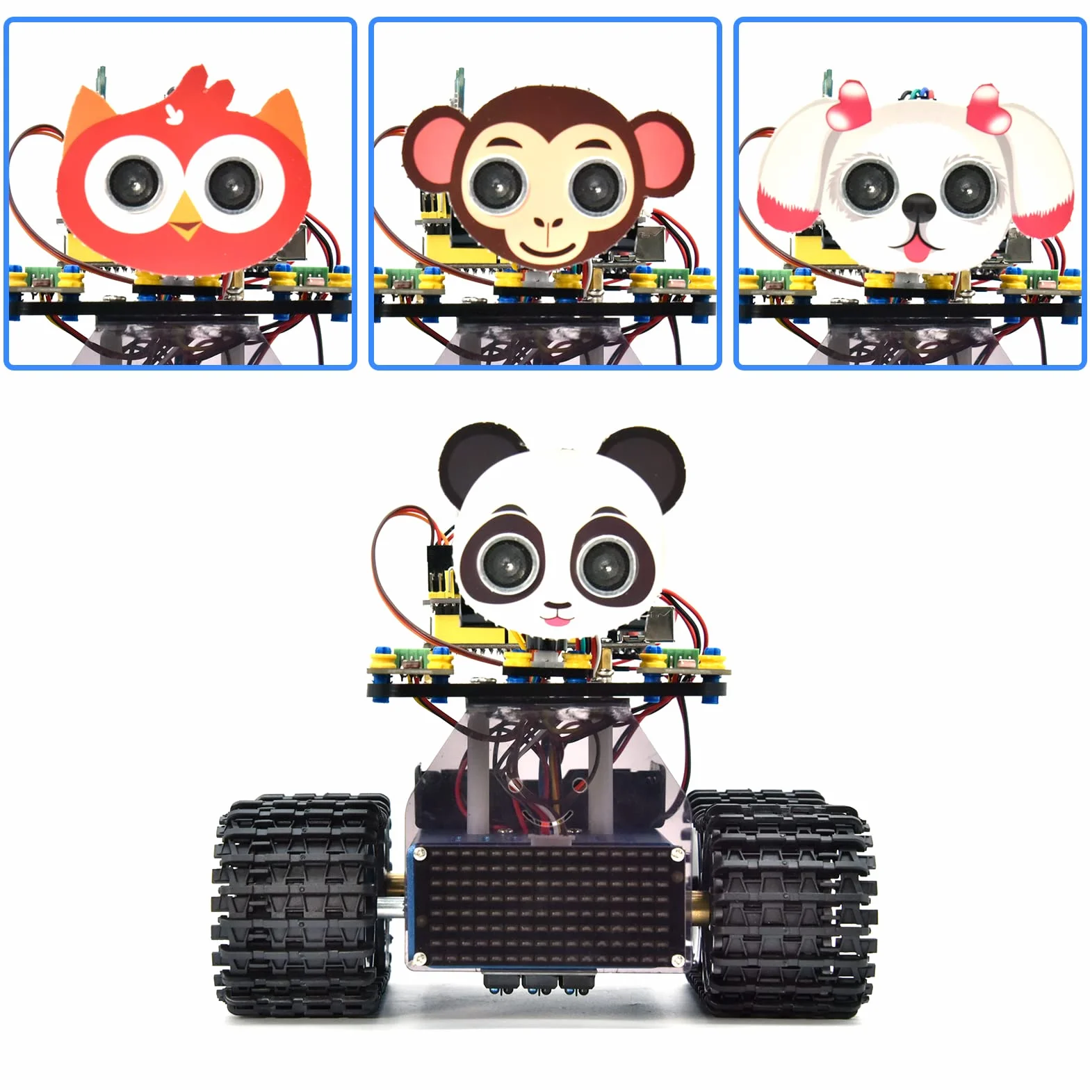 KEYESTUDIO Kit serbatoio robot intelligente per Arduino IDE, kit di costruzione elettronica con UNO R3, sensore a ultrasuoni, ecc. Robot di programmazione fai-da-te STEM educativo per 14+ adolescenti