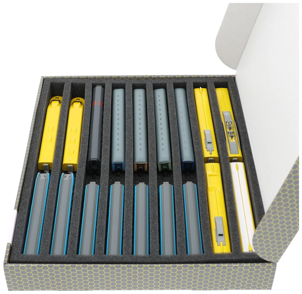 Feldherr Storage Box FSLB040 per modellini di Locomotive, Carri e Veicoli ferroviari - 9 Slot per scartamento N - Verticale, Amount:3 PCS.