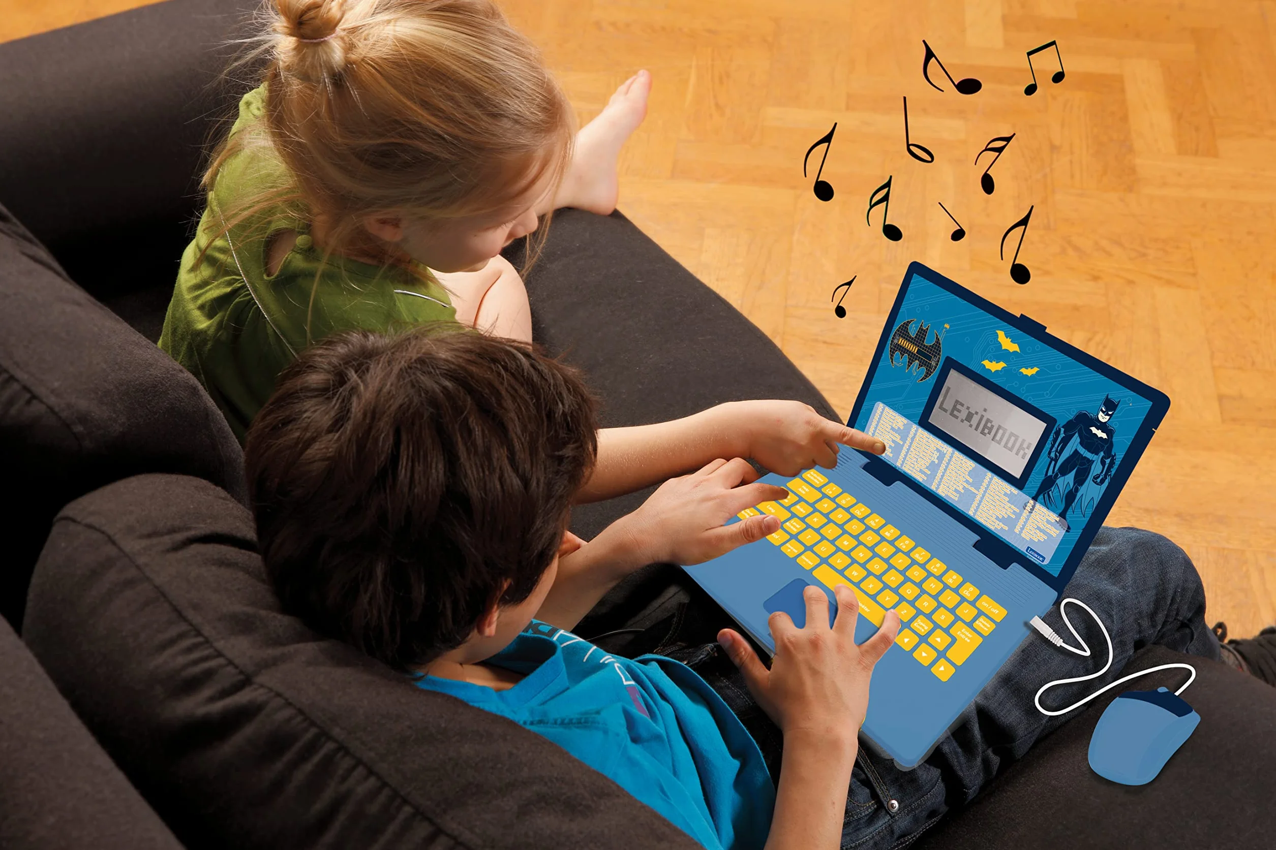 Lexibook, Batman, Ordinateur Éducatif Bilingue FRANÇAIS/Anglais, 124 Activités pour Apprendre Les Langues, Les Mathématiques, la Logique, S'amuser et Jouer du Piano, JC598BATi1