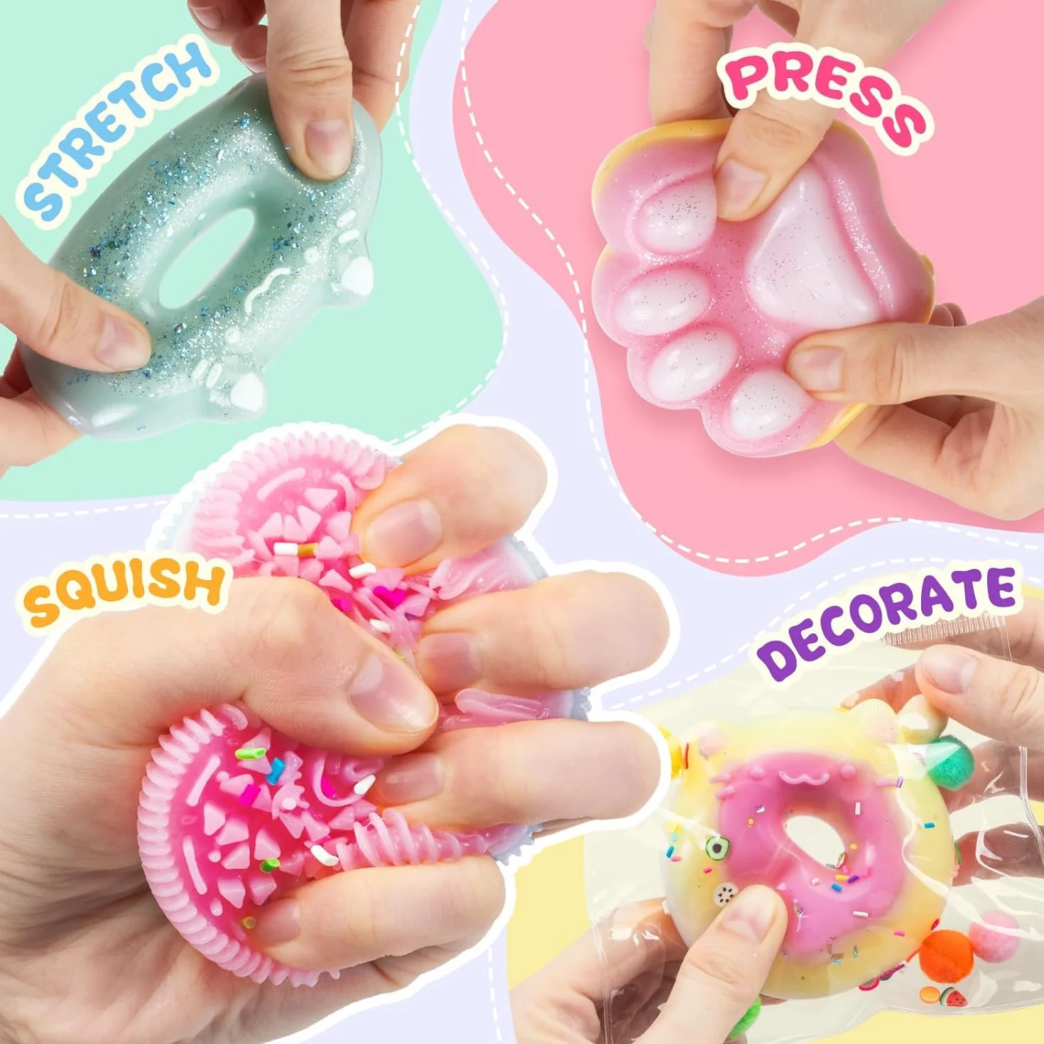Silicone Liquido Luminosi Fai Da Te 480ml 1:1 AB Squishy Gomma Siliconica 9 Stampi e Accessori Giochi Sensoriali Antistress Regali Bambini 6+