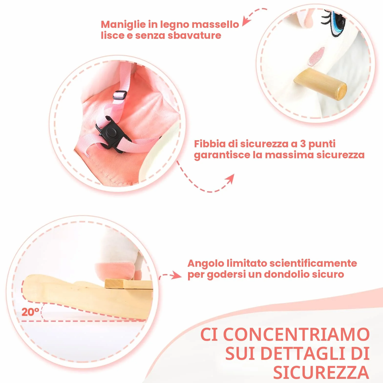FUNLIO Cavallo a Dondolo Unicorno, Rainbow Fairy per bambini da 6 mesi a 3 anni, Cavalcabile, di Peluche, Facile da Montare
