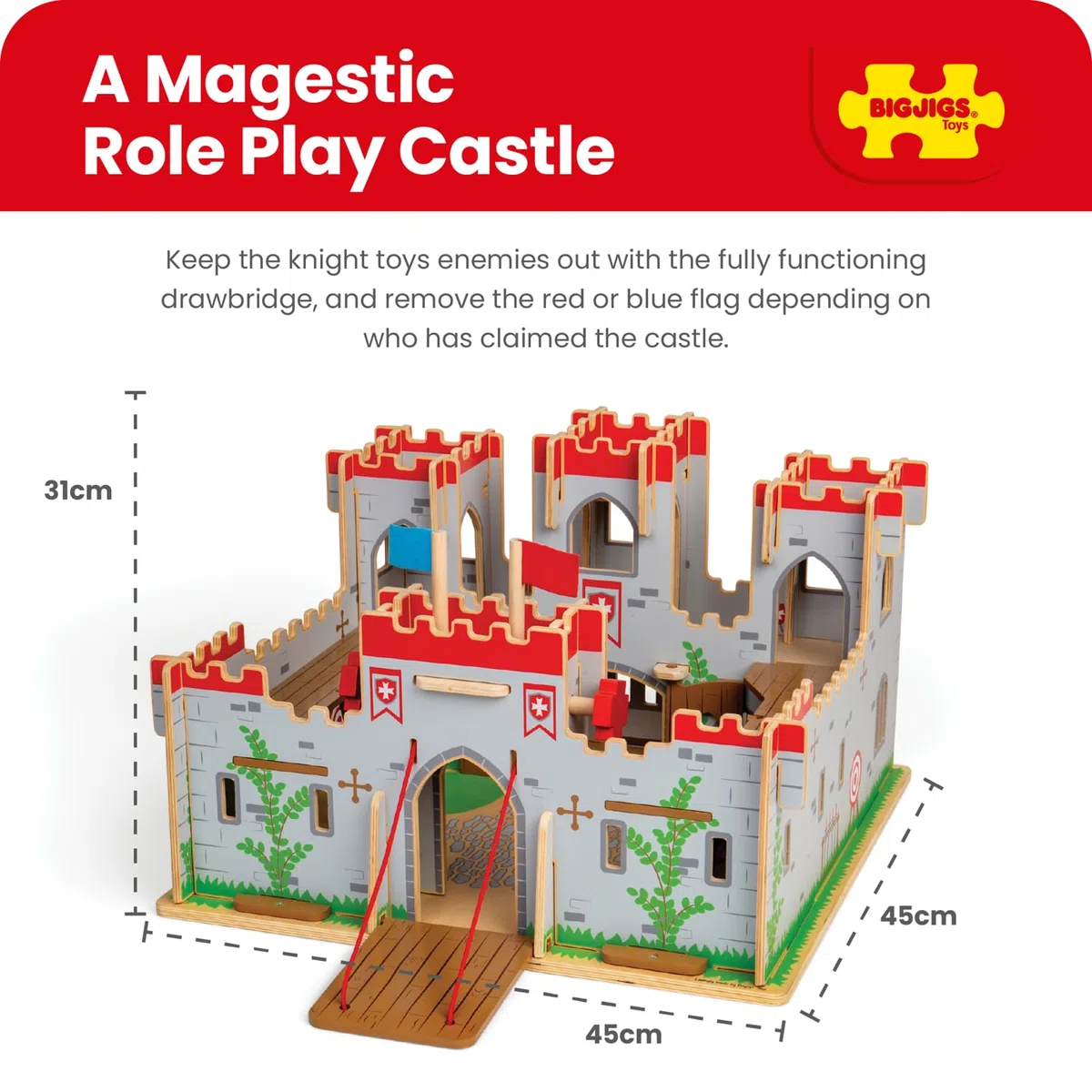 Castello di Bigjigs Giocattoli Re Giorgio - Castello Medievale Playset