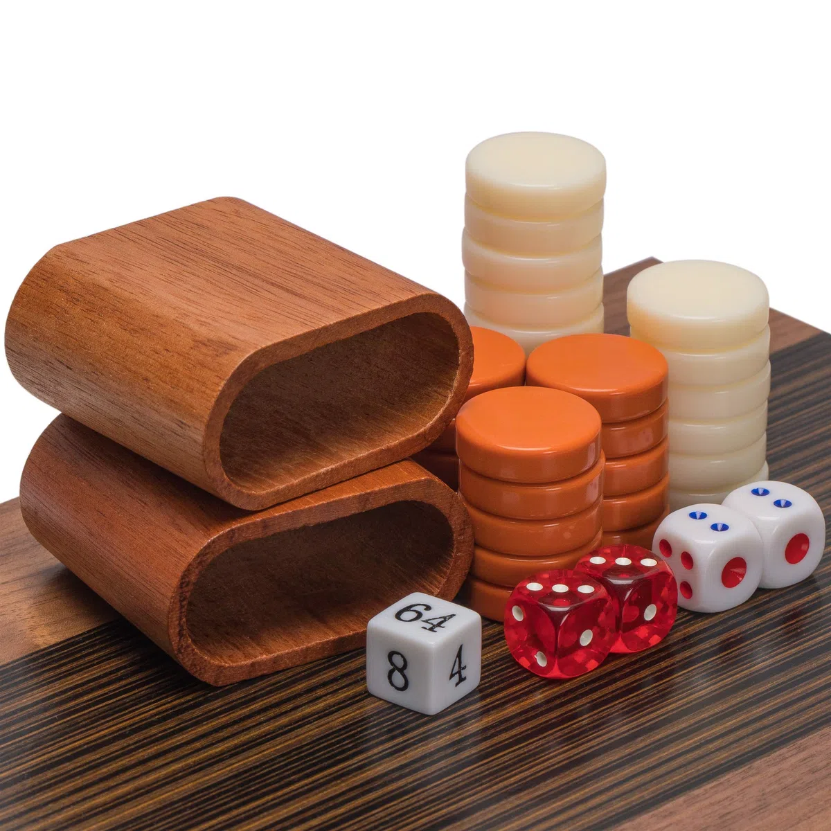 Yellow Mountain Imports, Set Backgammon Intarsiato in Legno, "Pasadena" - con Pedine in Acrilico e Tazze per Dadi in Legno, Tabellone 38,5 centimetri