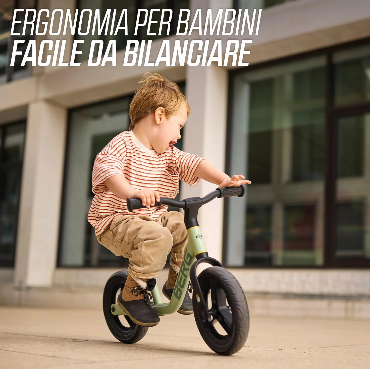 BERG MOOV 10 | Bici Senza Pedali per Bambini da 2 Anni | Ruote EVA Antiforatura da 10 Pollici | Sella e Manubrio Regolabili | Leggera ed Ergonomica | Facile da Trasportare