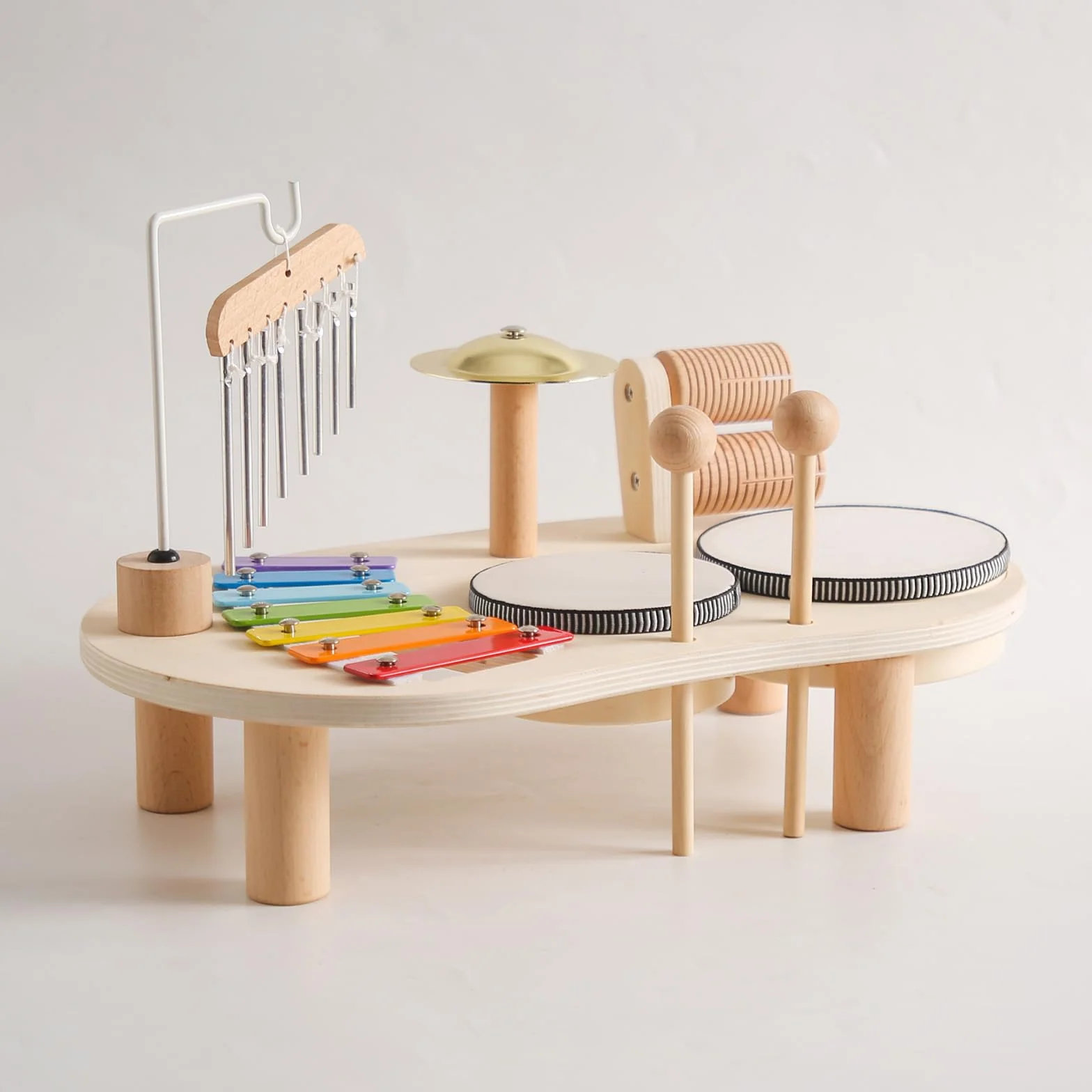 7 in 1 Baby Drum Set per Bambini, Xylophone Giocattolo Musicale di Legno, Strumenti Musicali Montessori del Bambino,Regalo di Compleanno per Ragazzi E Ragazze, A