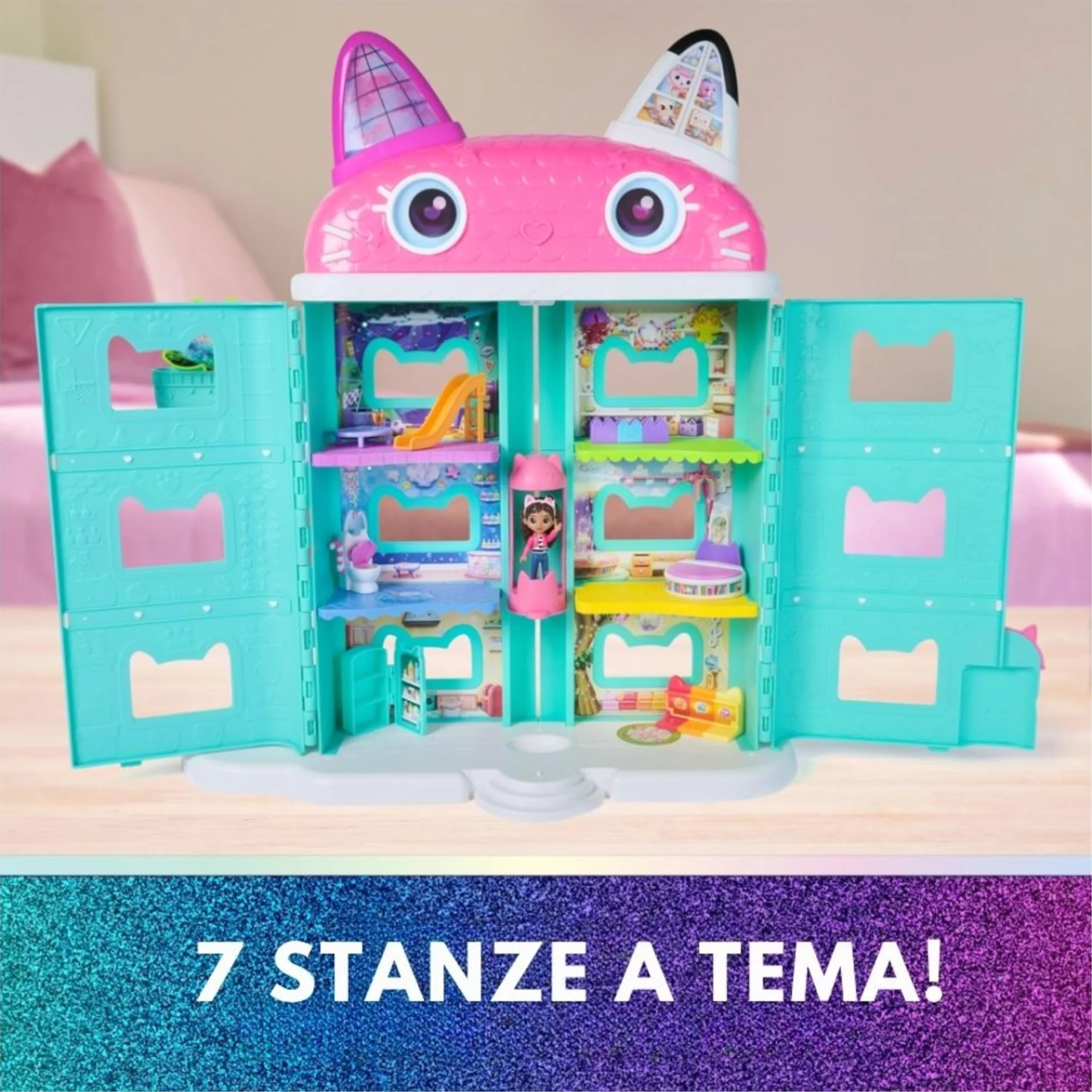 Gabby's Dollhouse The Movie, la Casa delle Bambole di Gabby a Tema Movie, Con Occhi Lenticolari, Personaggi e Mobili per la Casa delle Bambole, Alta 60 cm, 3+ Anni