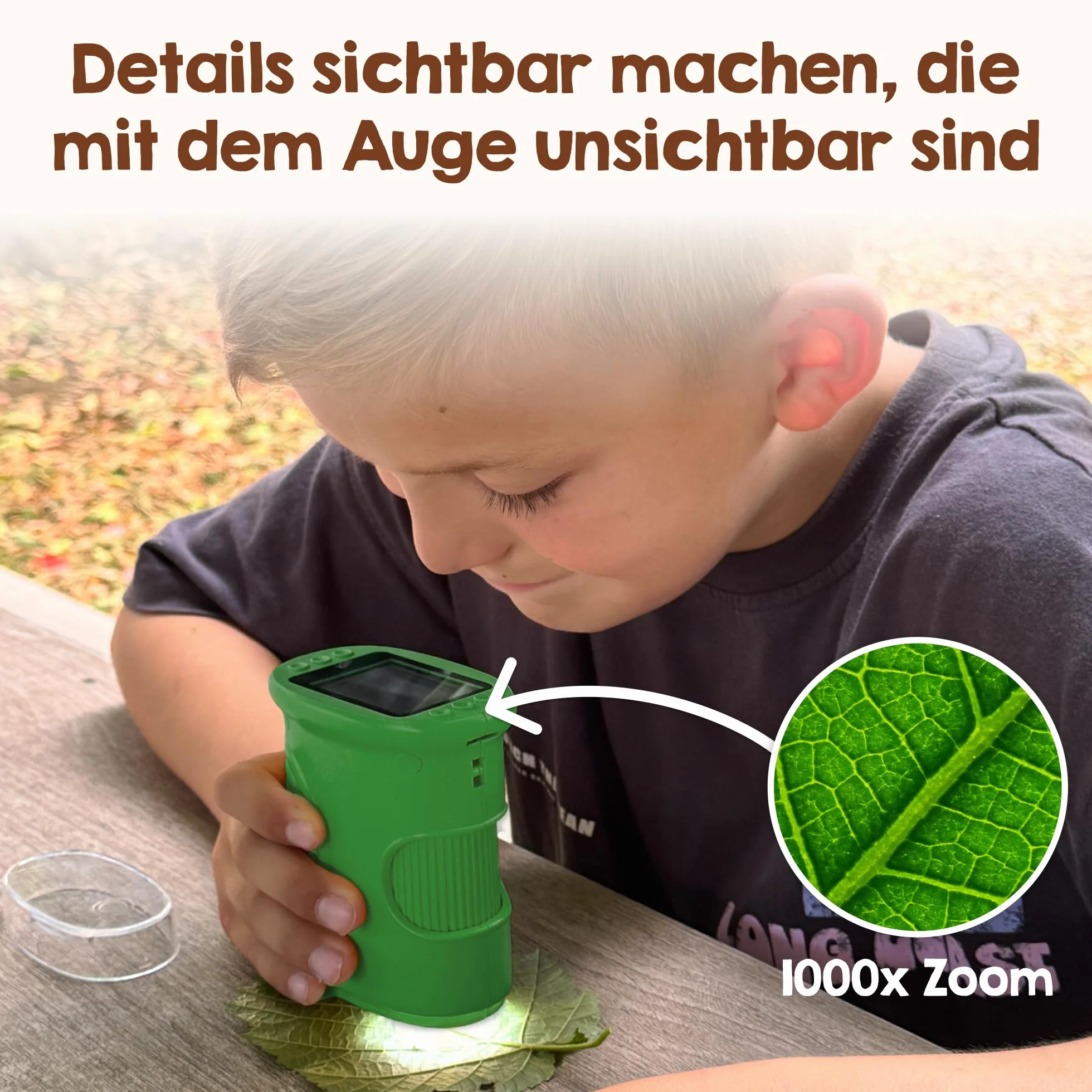 Edubini Microscopio digitale per bambini [ingrandimento 1000x] - Microscopio portatile tascabile per giardino, foresta ed esperimenti - Microscopio per bambini con schermo HD digitale [funzione foto]