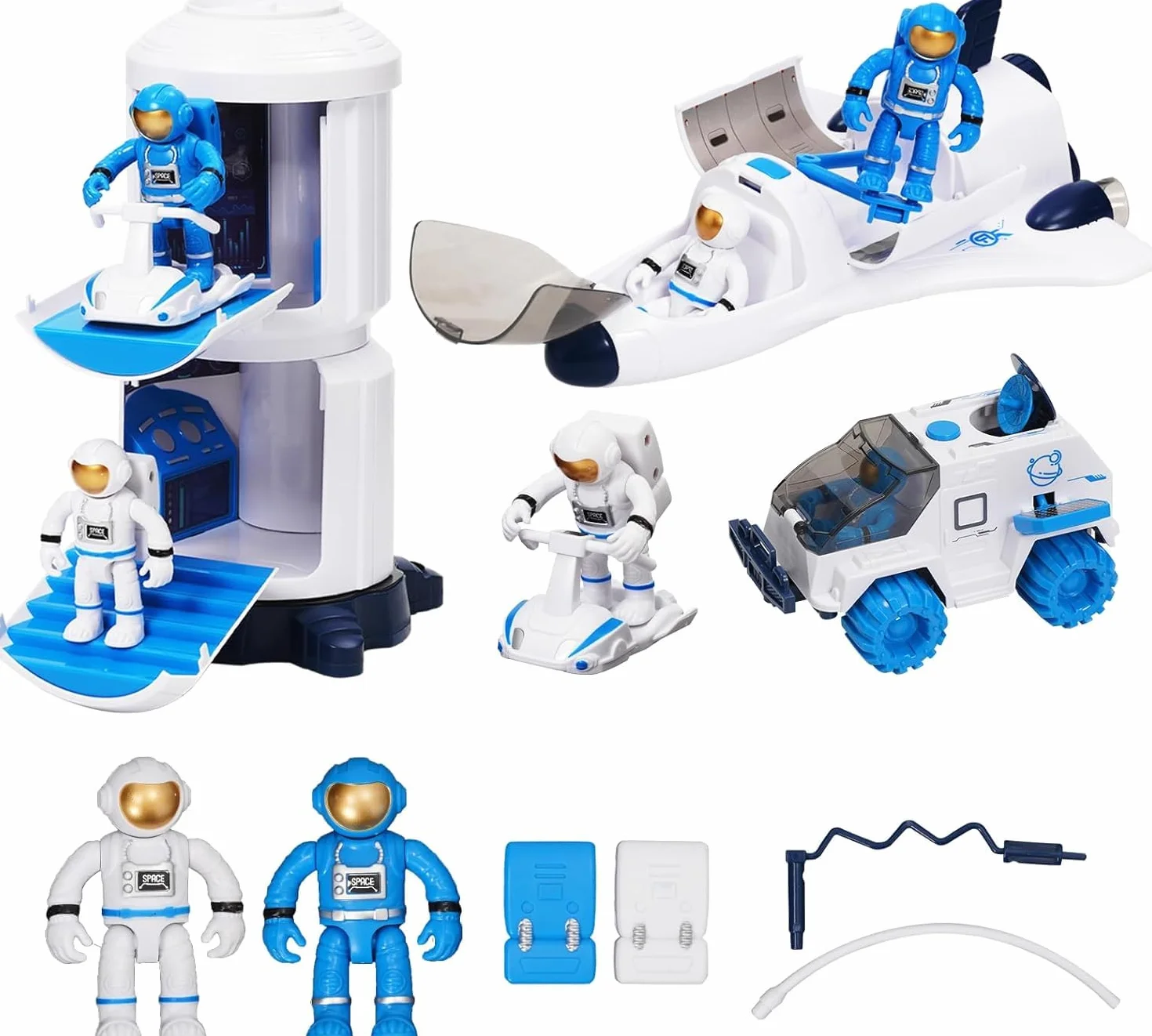 Space Shuttle Racket giocattolo per bambini, giocattolo spaziale con effetti di luce e suono, con stazione spaziale, Space Shuttle, Space Rove e astronauti, regalo per bambini