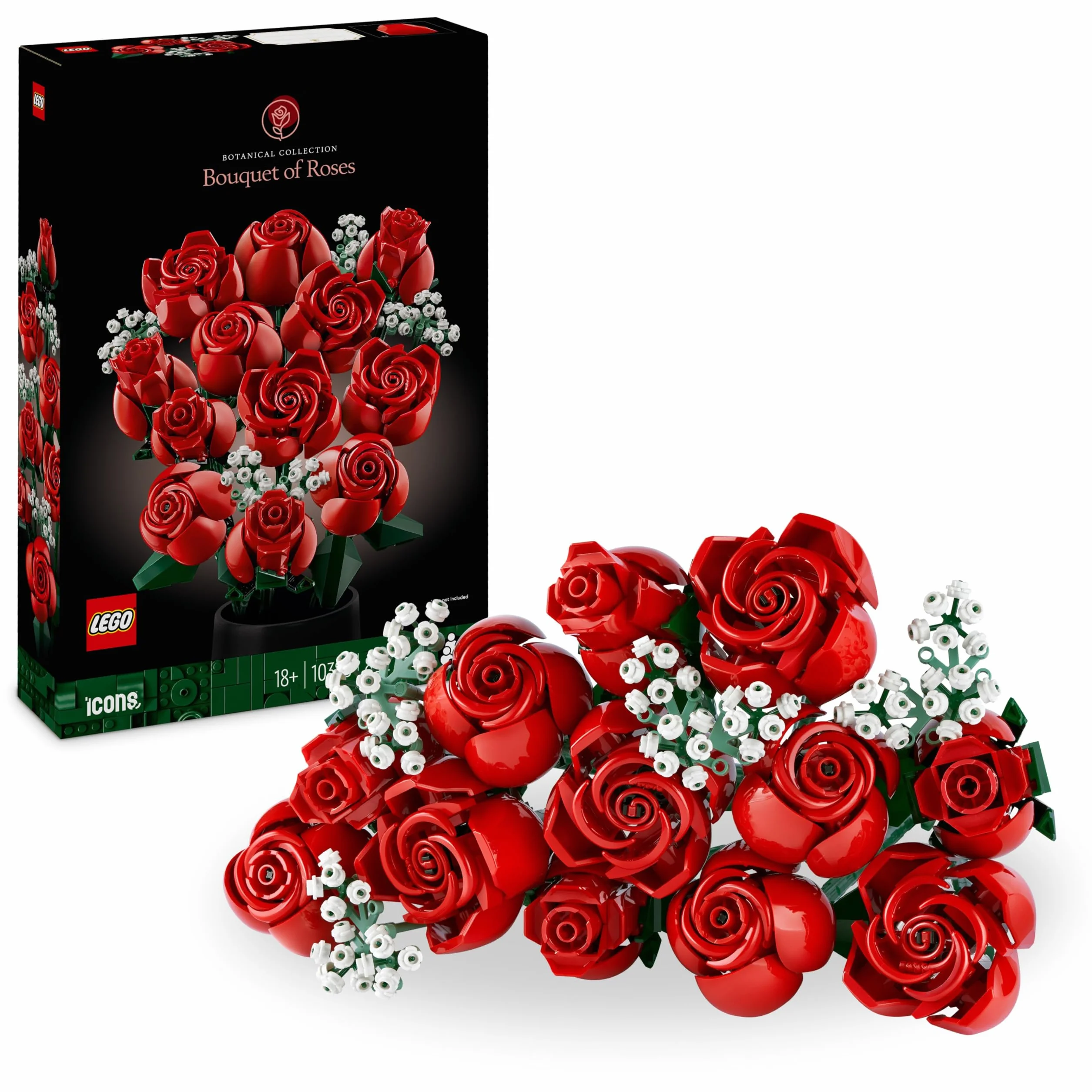 LEGO Botanicals Bouquet di Rose - Set di Fiori Finti con 12 Rose da Costruire - Hobby Creativi per Adulti - Decorazione per Casa Fai da Te - Idea Regalo per Donna o Uomo da Collezione - 10328