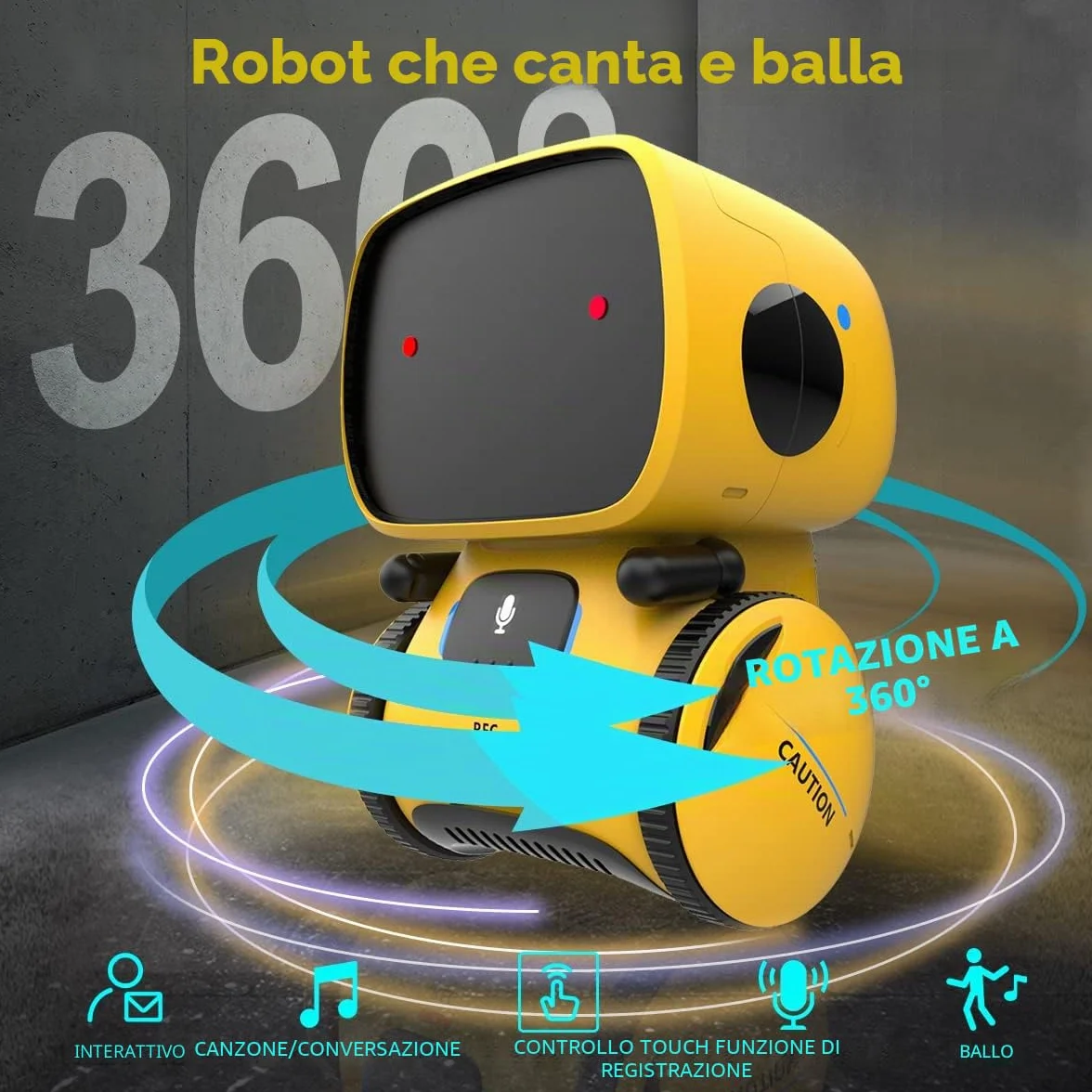 REMOKING Robot intelligente giocattolo per bambini, robot interattivo, giocattolo educativo, regalo per ragazzi e ragazze (giallo)