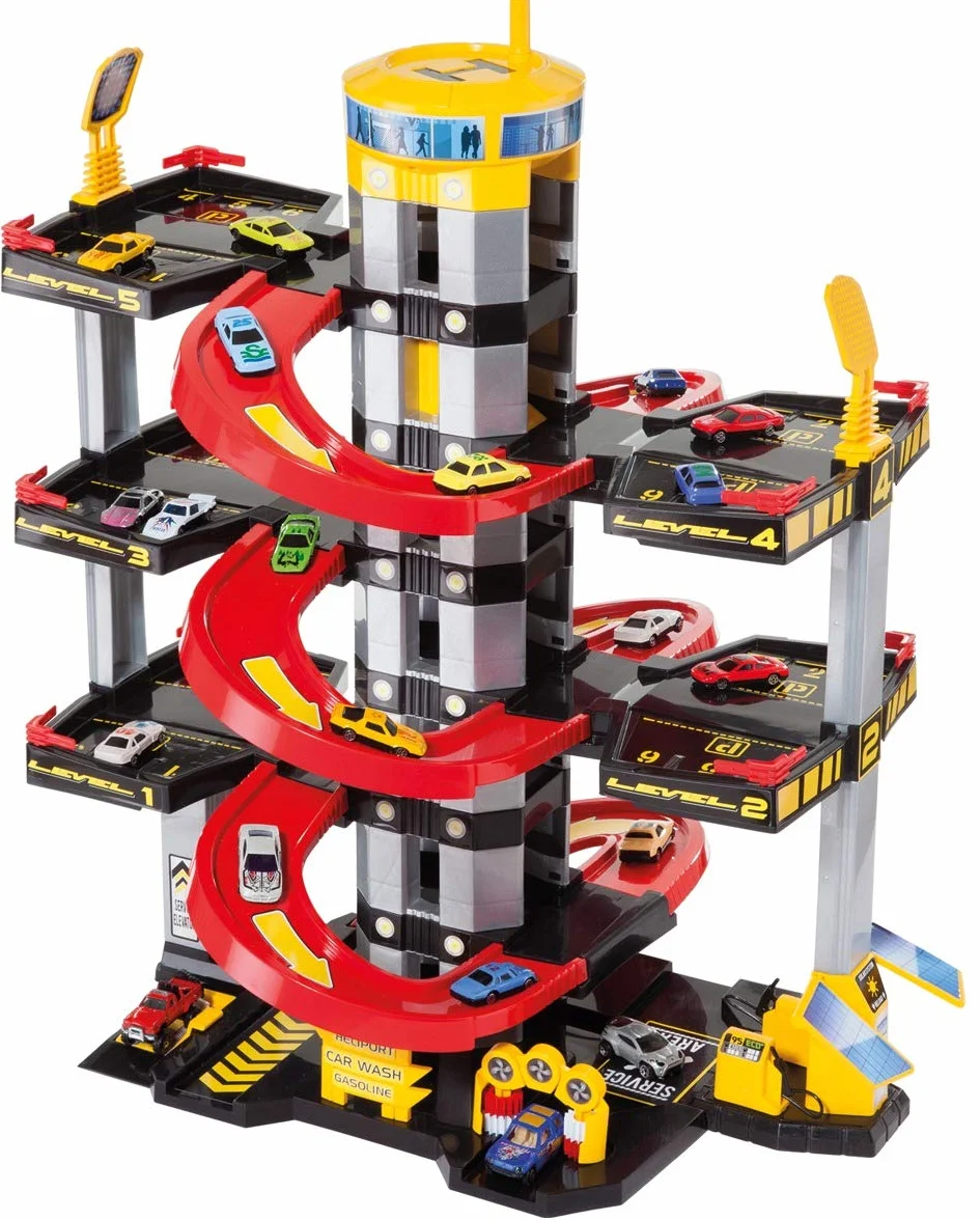 MOLTO | 6 piante parcheggi per bambini con garage, rampe, lavanderia, ascensore, stazione di benzina e area unta | Giocattoli educativi per bambini | + 3 anni