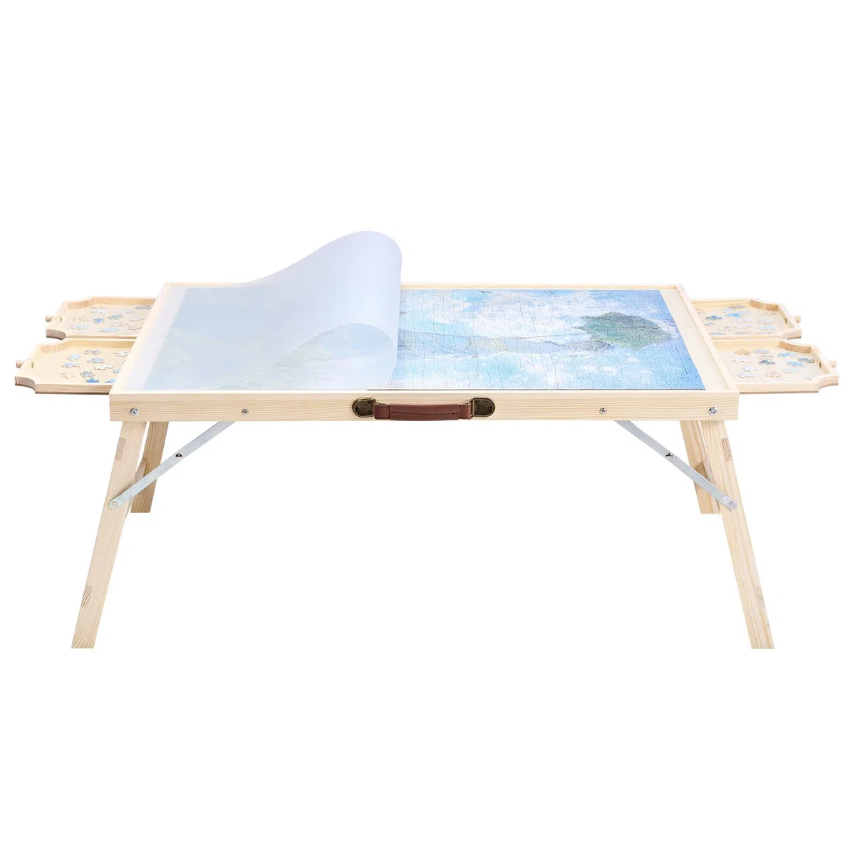 VEVOR Tavolo da Puzzle Pieghevole da 1500 Pezzi con Gambe Pieghevoli, 4 Cassetti e Coperchio, Set da Tavolo per Puzzle Standard in Legno 865 x 635 mm per Adulti, Facile da Riporre