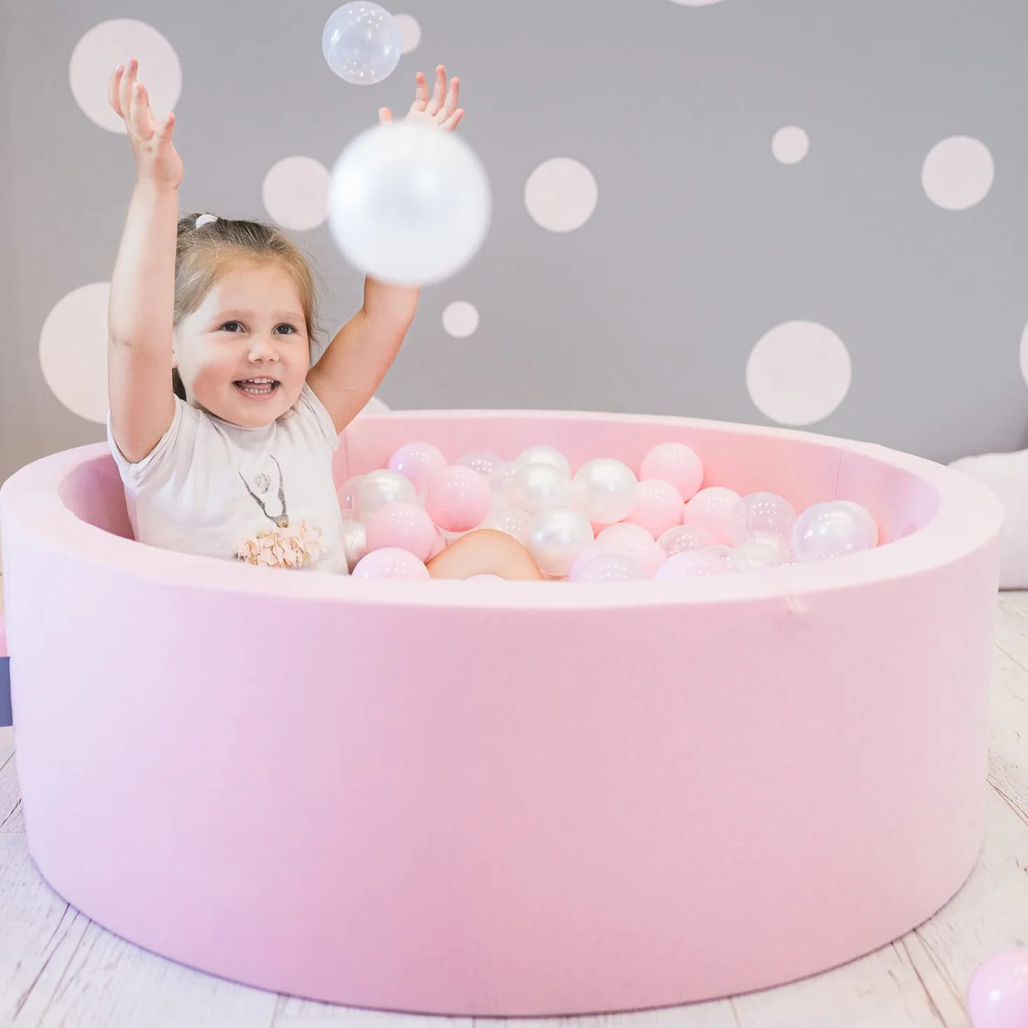 KiddyMoon 90 X 30 Cm / 200 Palline ∅ 7CM Piscina di Palline Colorate per Bambini Tondo