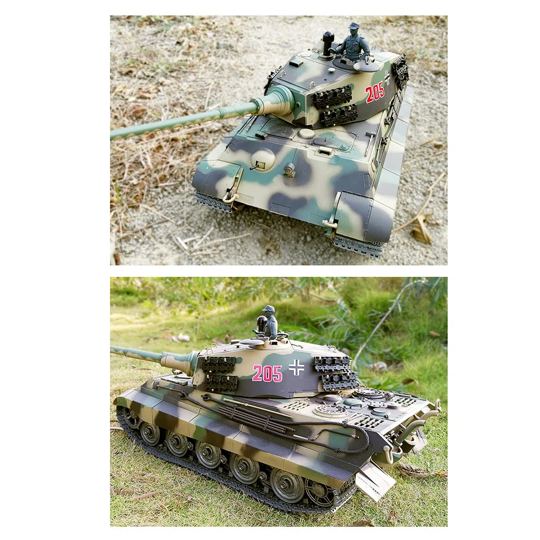 Carro armato RC in scala 1/16, 2,4 G tedesco Henschel Tiger King RC modello di carro armato militare con suono/fumo/effetto tiro, regalo per gli amanti dei veicoli militari RC