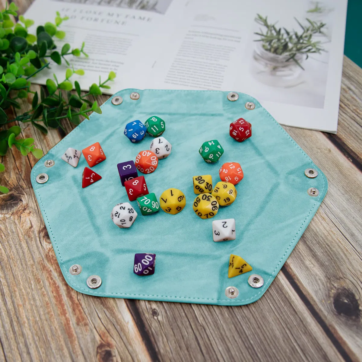 SIQUK 2 Pezzi Tavola per Dadi 2 Colori Vassoio PU e Velluto per DND RPG Azzurro Nero
