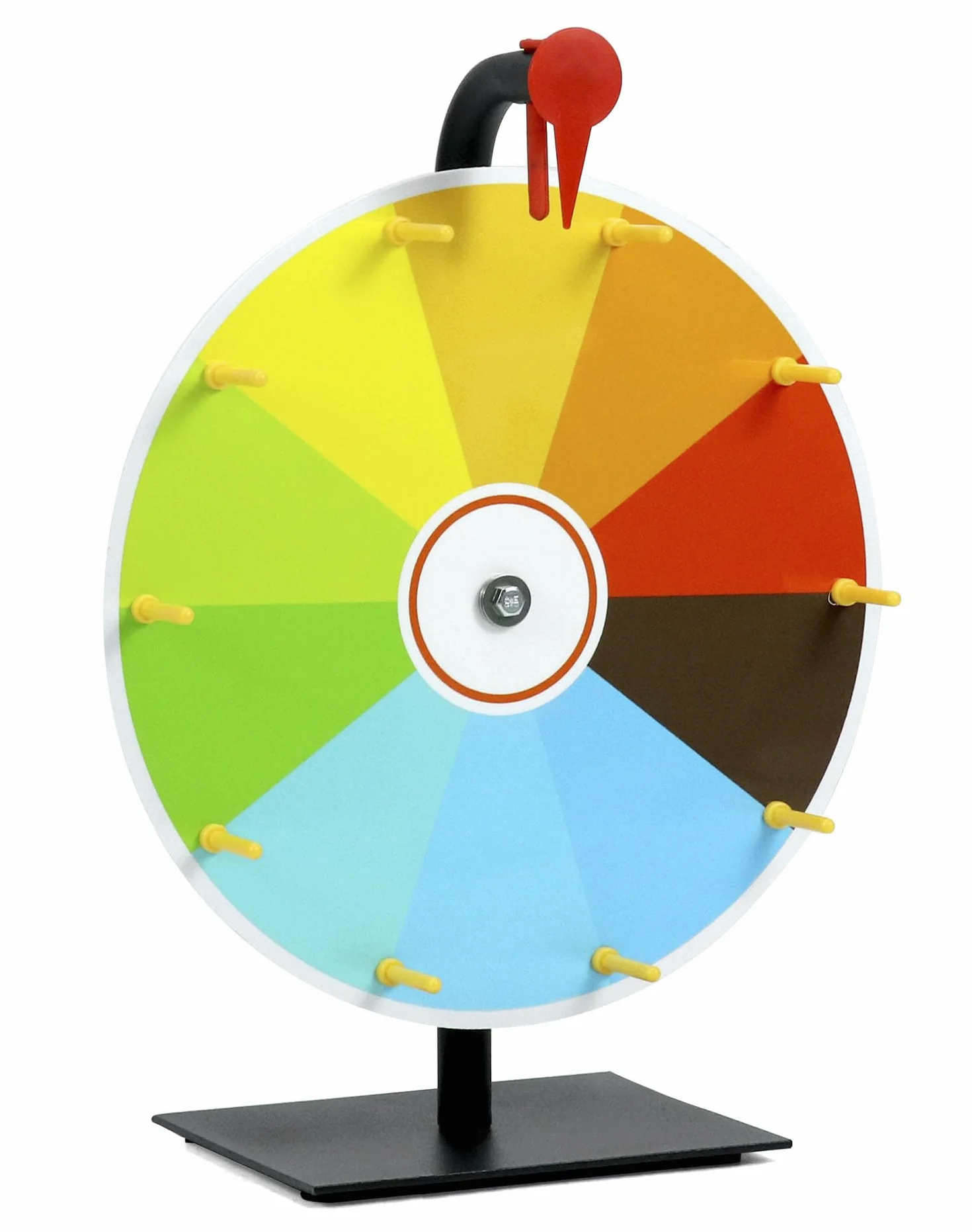 QWORK® Ruota della fortuna multicolore da 30 cm con supporto in metallo, 10 sezioni, facile da scrivere e da pulire