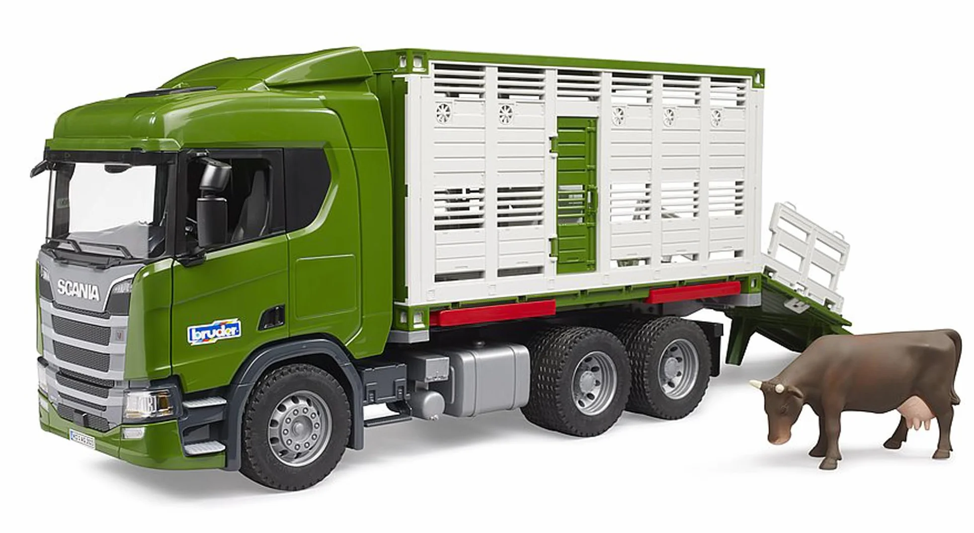 Bruder 03548 Scania Super 560R Camion per il Bestiame con 1 Bestiame, Giocattoli 4+ Anni