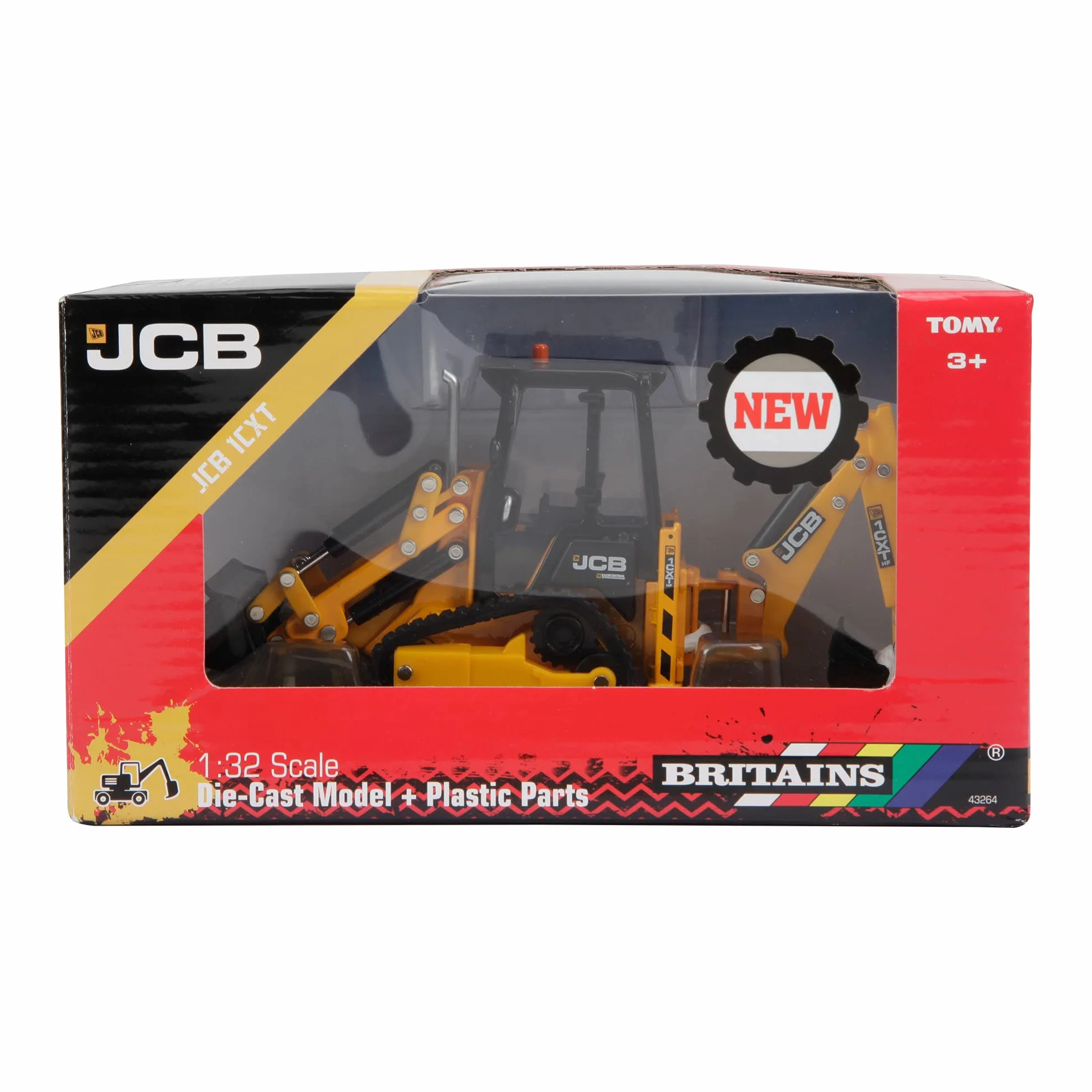 Britains JCB Farm Tomy Toys, terne cingolate, Camion JCB 1CXT 1:32, Giocattolo da Collezione, Giocattolo da Collezione, Giocattoli da Fattoria in Scala 1:32, Adatti per Collezionisti e Bambini, dai 3