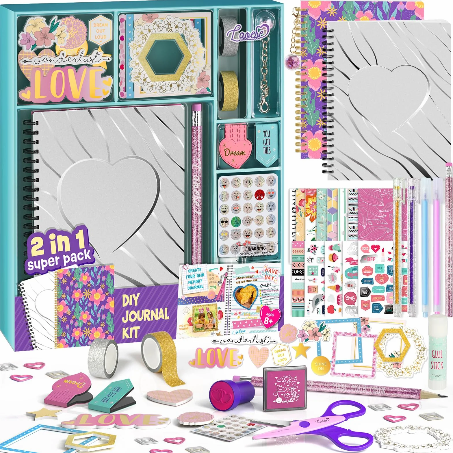 LAOESE Kit diario fai-da-te 2 pezzi - Regali per ragazze 8-14 anni - Idee regalo compleanno - Arti e mestieri bambini