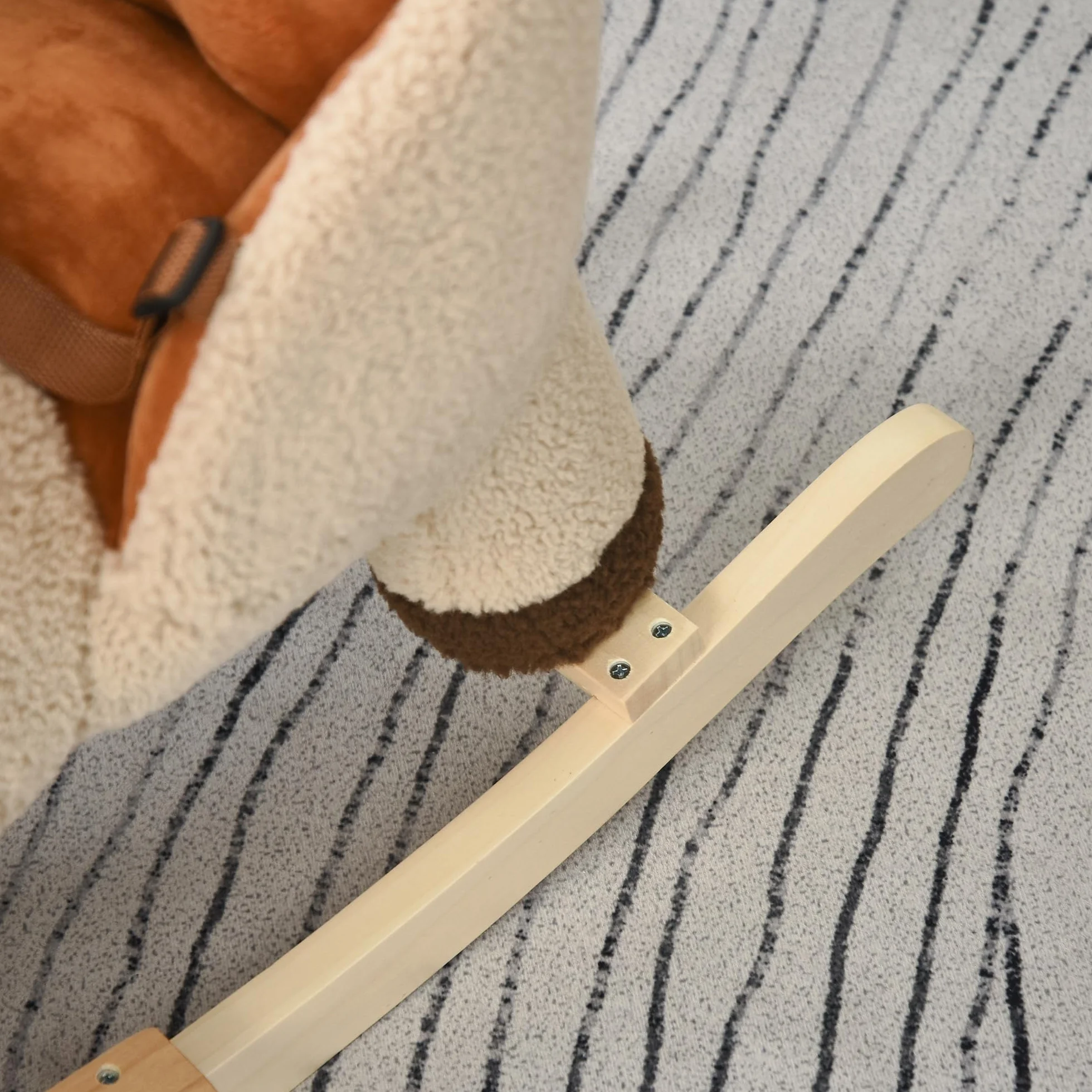 HOMCOM Dondolo Giocattolo a Forma di Leone per Bambini 18-36 Mesi, Ruggisce (3 Batterie Incluse), in Legno e Peluche