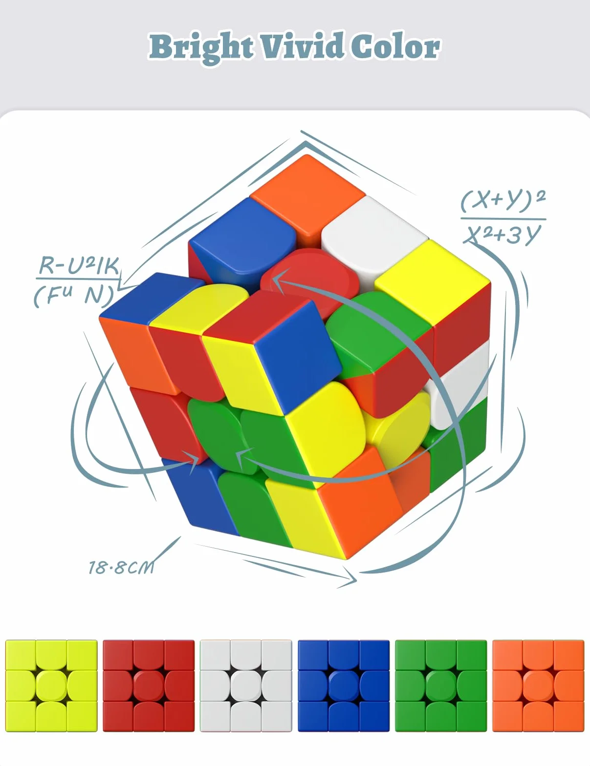 ROXENDA Cubo Magico 3x3x3 Extra Large – 18,8CM Cube Gigante, Puzzle Cubo di Velocità Regalo Perfetto per Bambini e Adulti