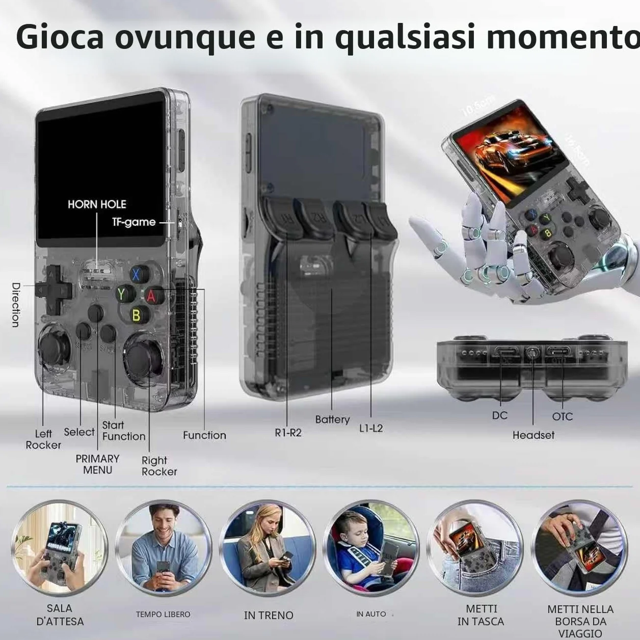 R36S Console Retro, Schermo IPS da 3,5 Pollici, 128GB di Memoria, 40.000 Giochi Preinstallati, Console Portatile per Bambini e Adulti, Supporto Multi-Emulatore, Viola (Nero)