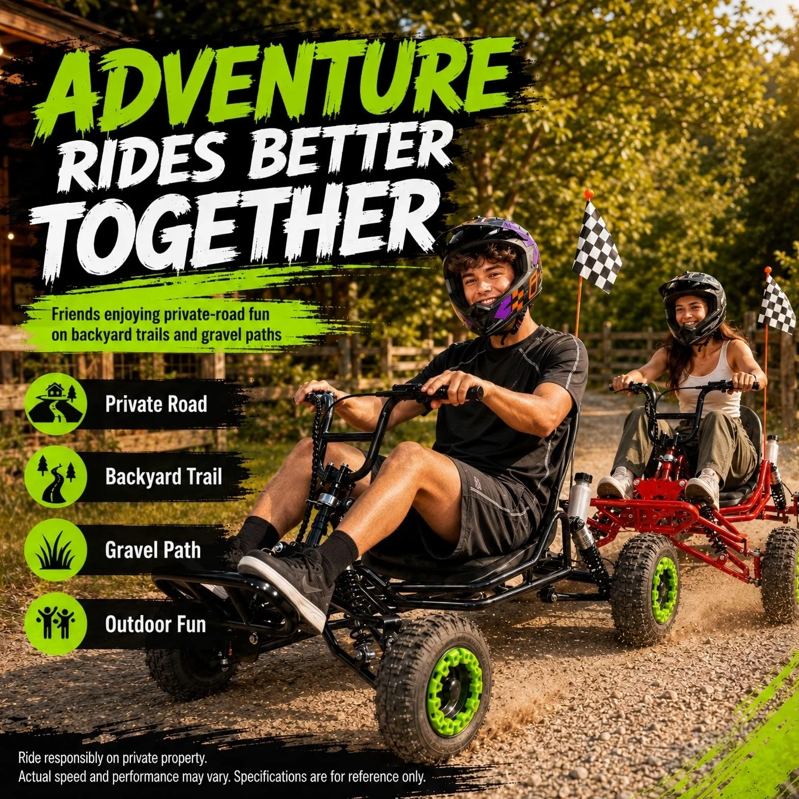 Zyliathor Gas Offroad Go Kart, pneumatici da 6 pollici, freno a disco idraulico, capacità massima 180 kg, fuoristrada/terreno privato, rosso