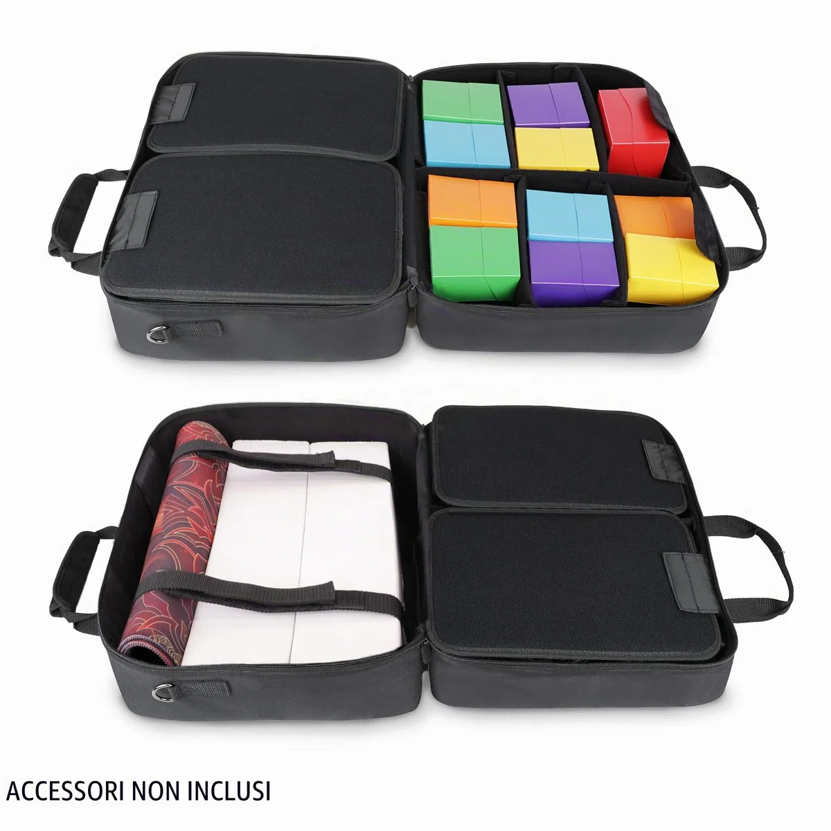 USA Gear Custodia da viaggio XL Magic The Gathering MTG Deck Box Bag - Borsa Grande per Carte MTG con Tracolla Imbottita, Interno Personalizzabile, Resistente agli Agenti Atmosferici - Nero
