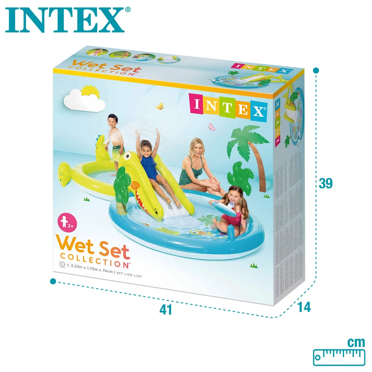 Intex 57164NP Piscina Gonfiabile Play Center Alligatore, Vinile, 323x175x74 cm