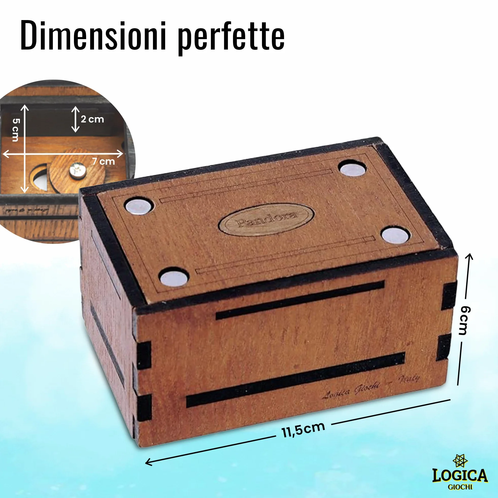 Logica Giochi - Pandora Box - Lo Scrigno Segreto - Puzzle in legno - Cofanetto segreto - Difficoltà 5/6 Incredibile - Collezione Leonardo