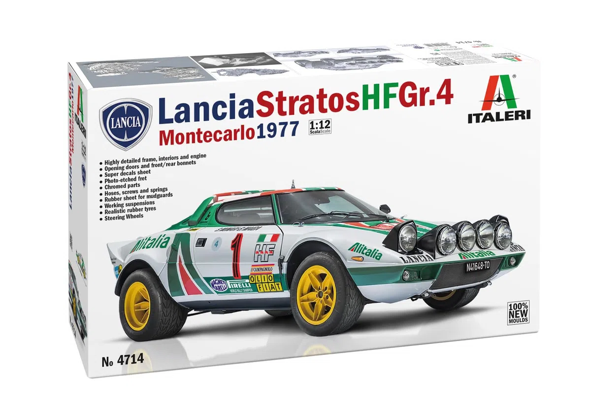 Italeri 4714 Lancia stratos HF Gr.4 Monte Carlo 1977, scala 1:12, Plastic Model Kit/Modello in plastica da montare