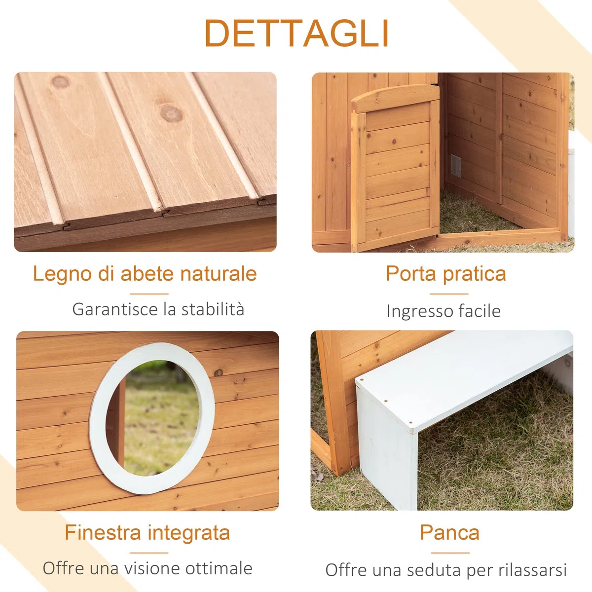 Outsunny Casetta per Bambini in Legno 122x108x135.5cm Gialla con Porta Finestre Panca Portavasi