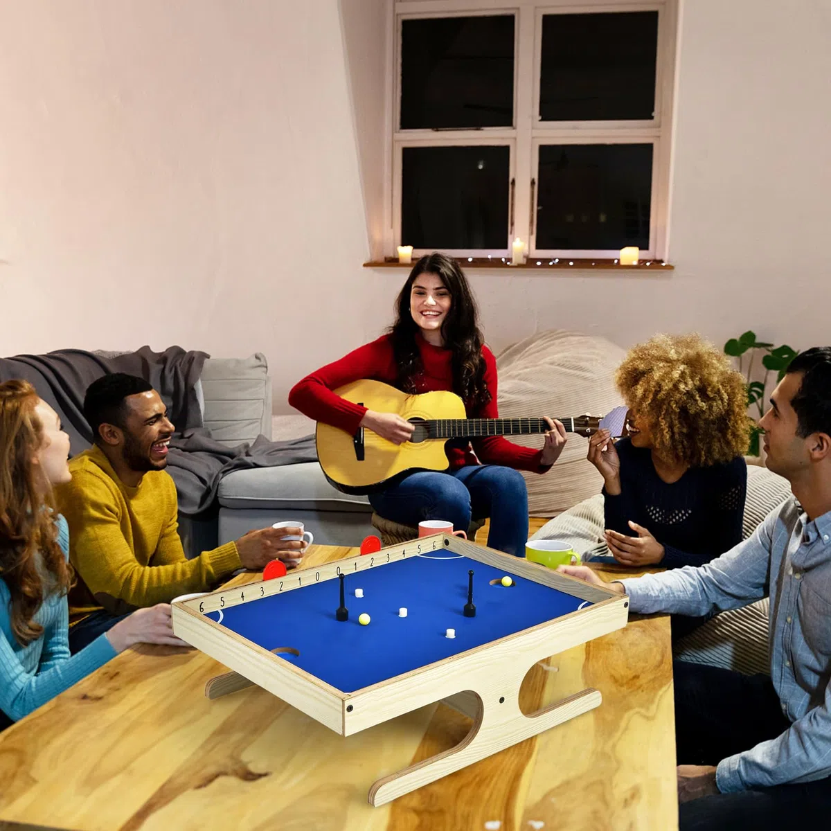 HOMASIS Air Hockey da Tavolo Magnetico con 2 Marcatori, 2 Palle, 3 Magneti - Gioco per Bambini e Adulti