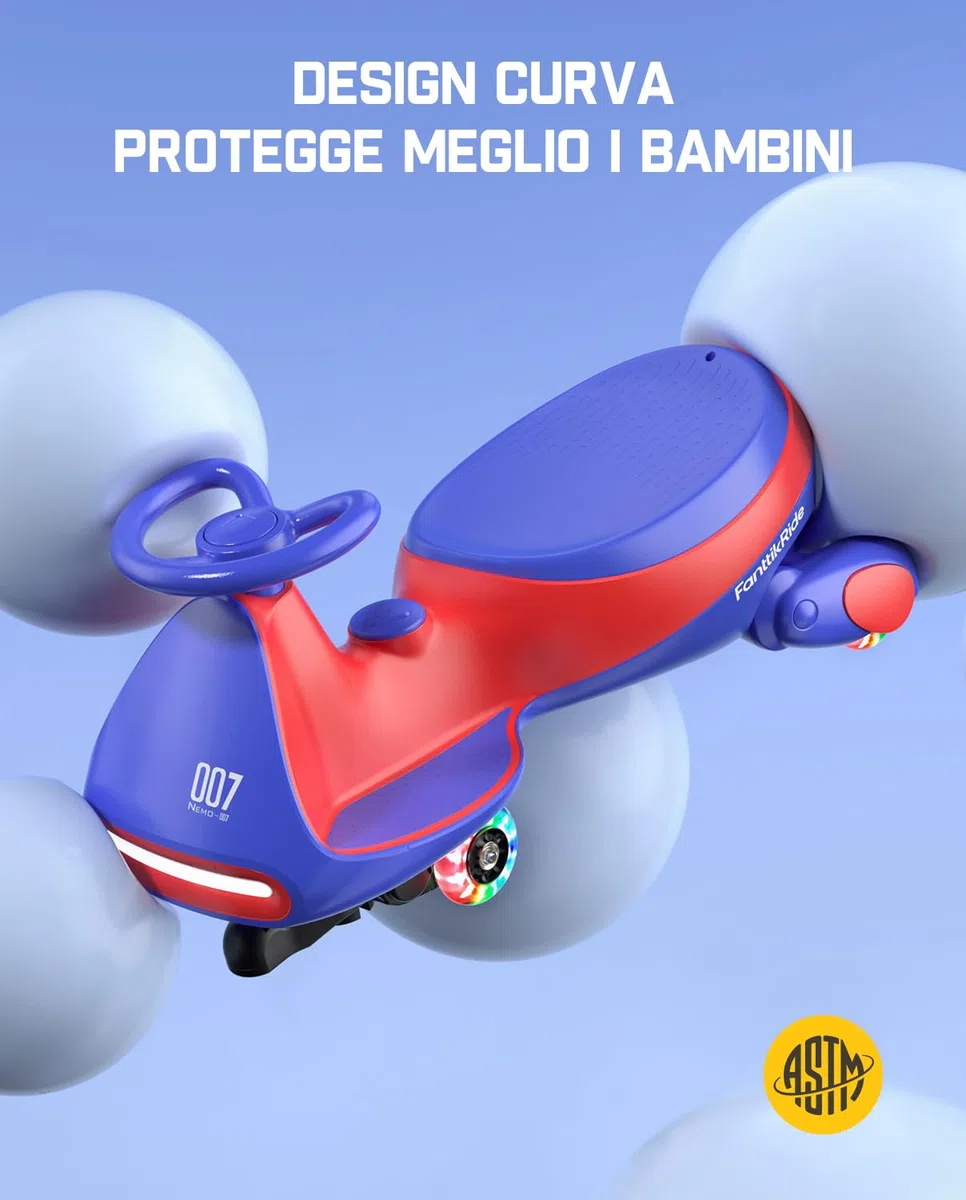 FanttikRide 12V N7 Pro Macchina Elettrica per Bambini 2 in 1, Ricarica USB-C, Bluetooth, Rosso e Blu