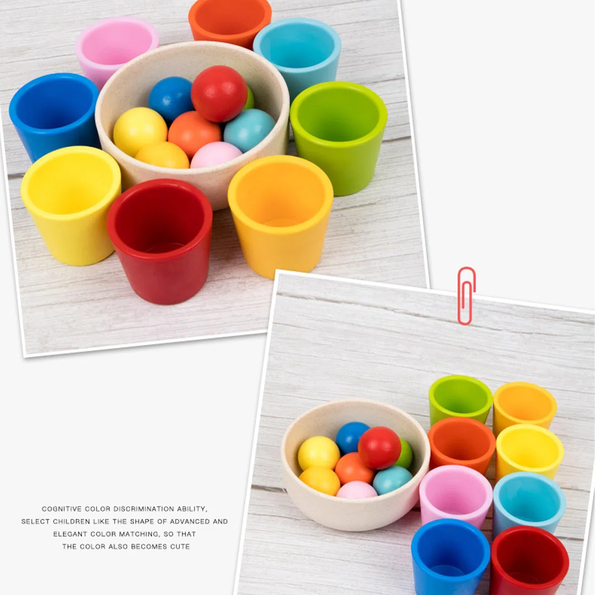 Giocattoli Montessori in Legno 8 Palline Colore Smistamento Conteggio Apprendimento Educativo Gioco Abbinamento