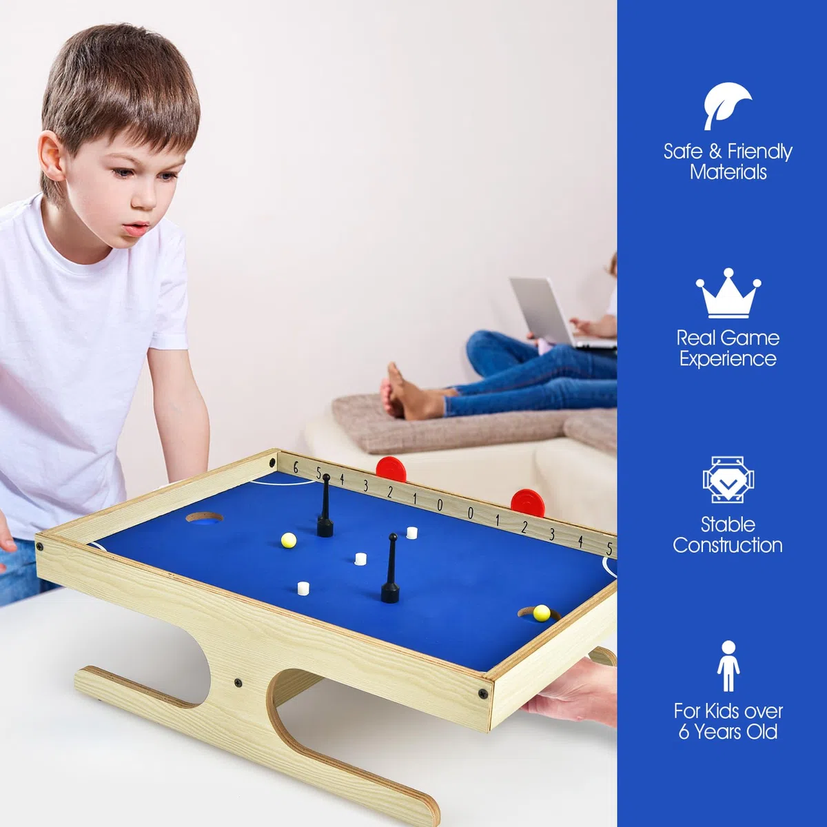 HOMASIS Air Hockey da Tavolo Magnetico con 2 Marcatori, 2 Palle, 3 Magneti - Gioco per Bambini e Adulti