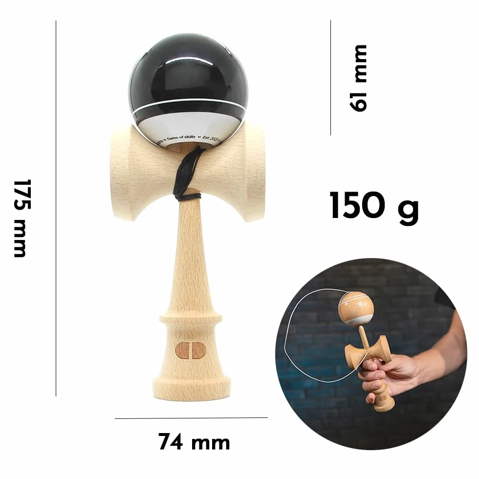 Starter Kendama, moderno kendama in legno, originale per trucchi, per bambini e adulti, colore nero