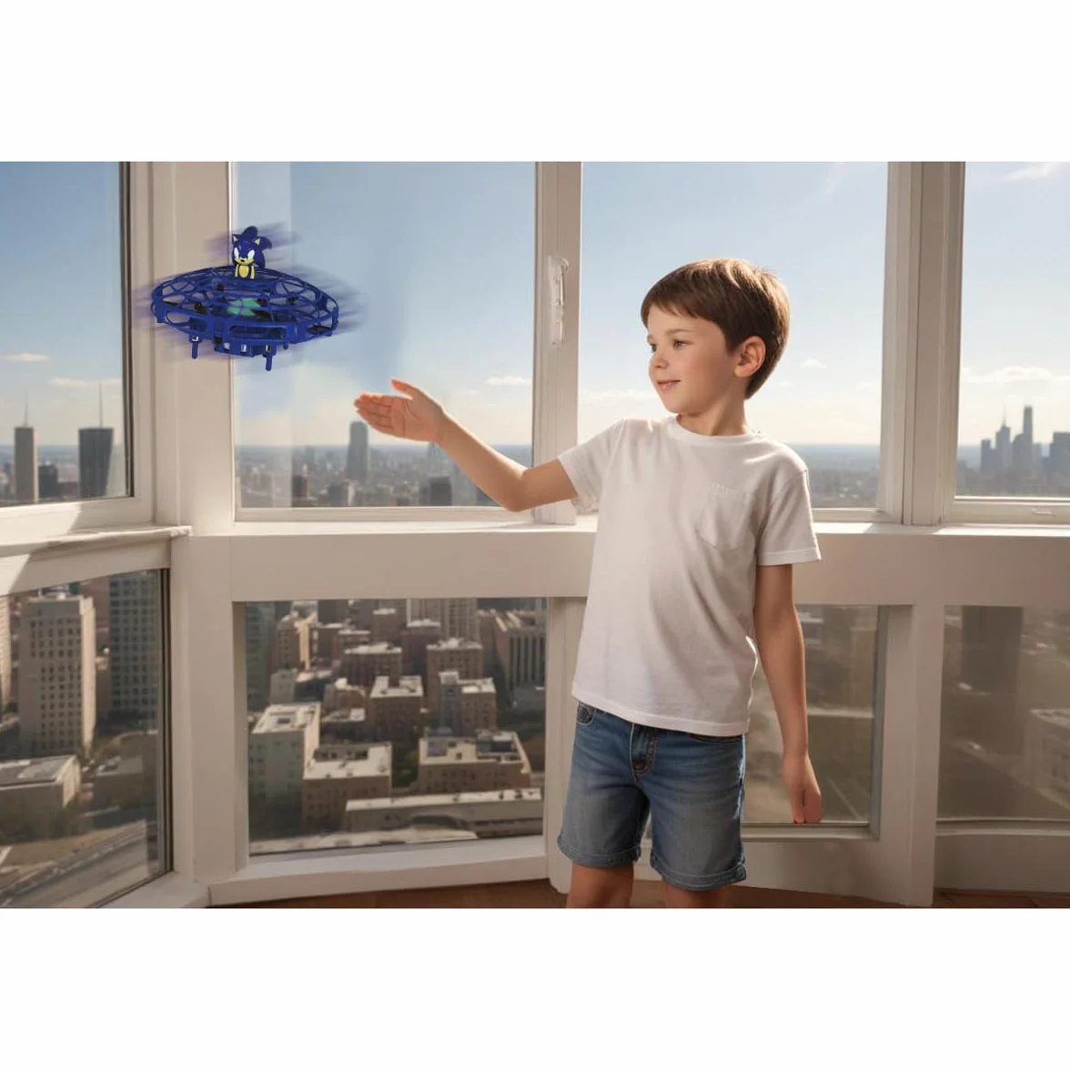 Lexibook, RC UFO Flying Sonic con luci e controllo gestuale, controllo a mani libere con batteria ricaricabile, Blu, UFOSN