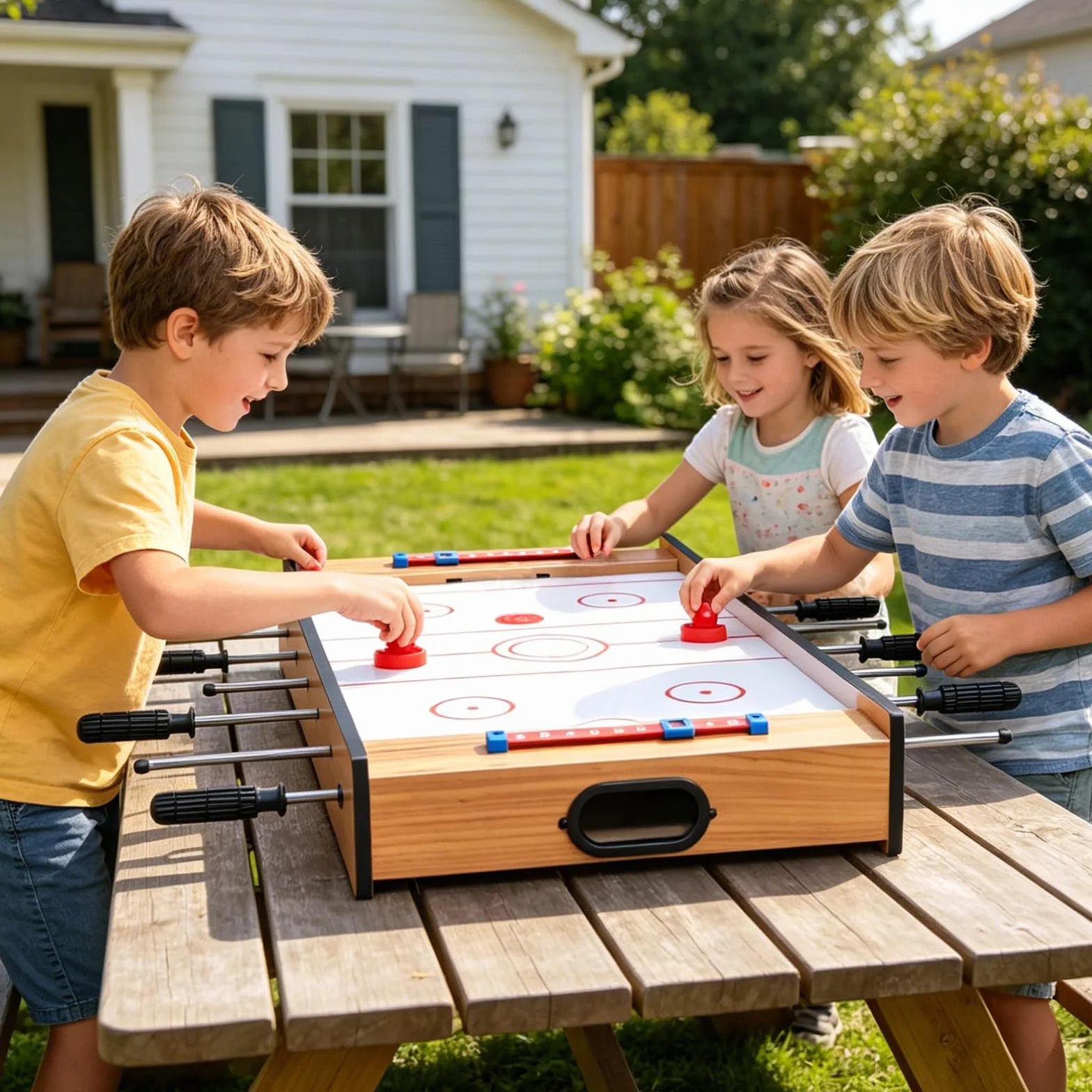Tavolo da gioco multiplo 2 in 1, mini tavolo da calcio combinato con scivolo hockey, biliardino, tavolo da gioco in legno, per la famiglia