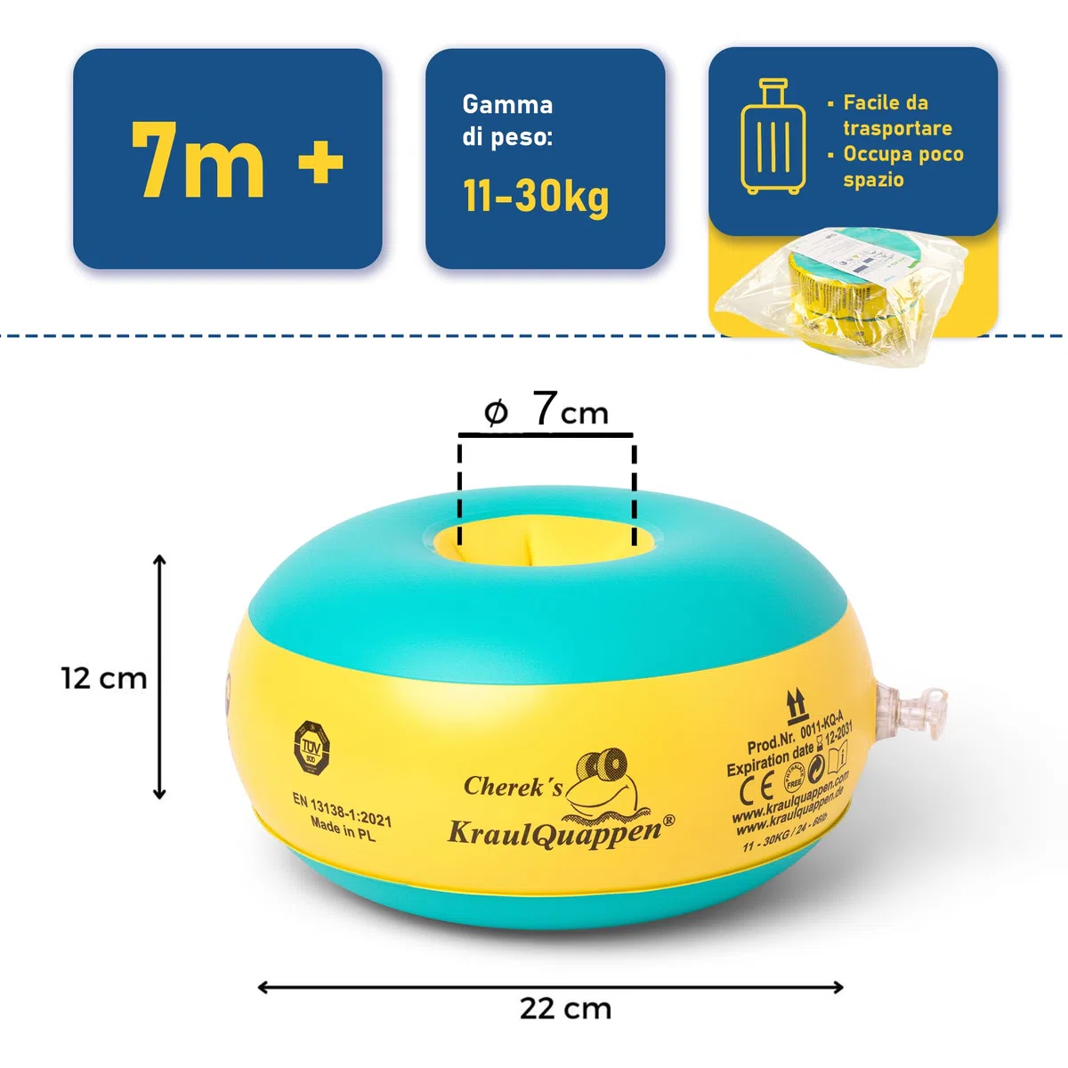 Cherek’s KraulQuappen Braccioli da nuoto per bambini 7 mesi-30 kg Giallo-Verde