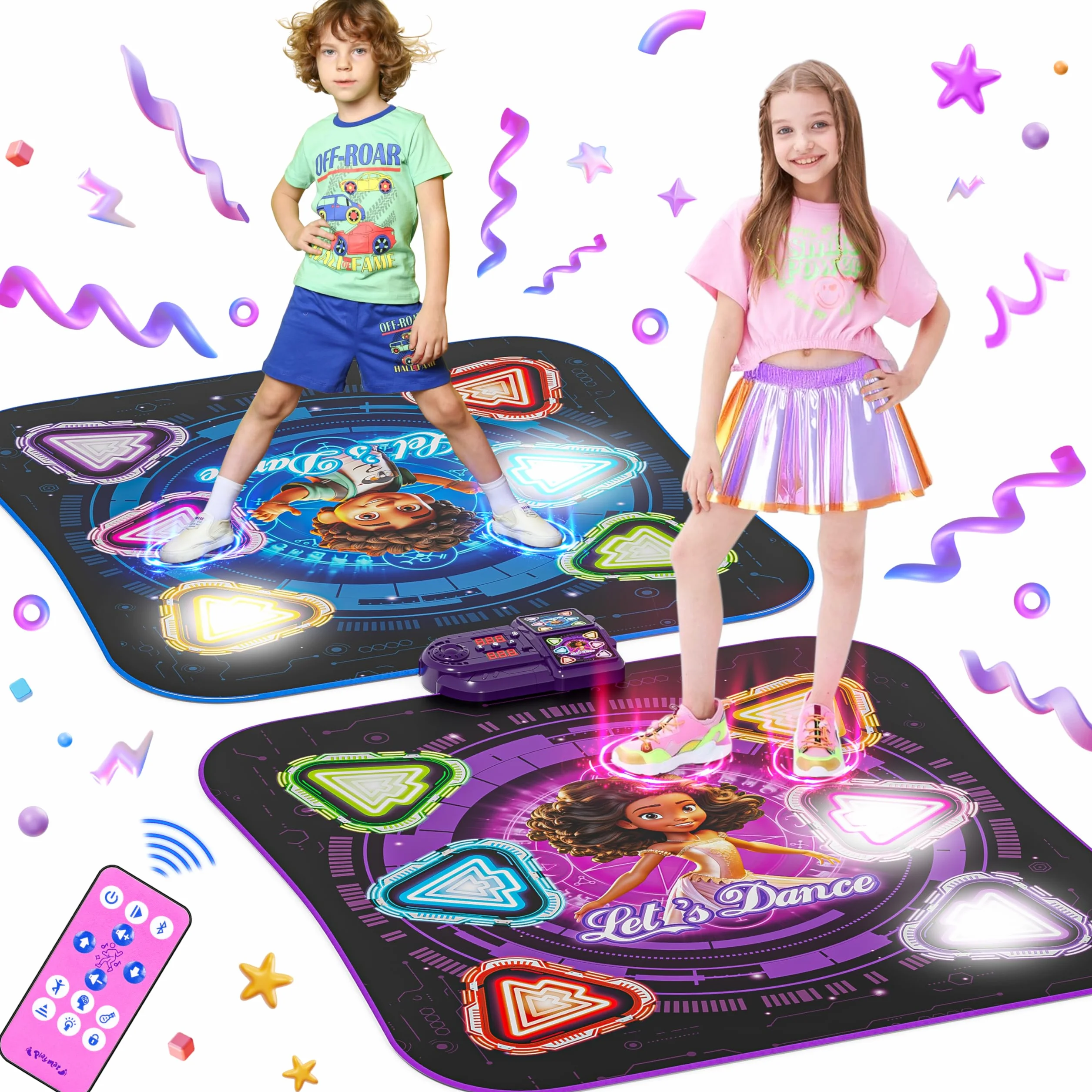 2-Giocatori Tappetino da Ballo, 12 Luminosi Pulsanti Tappetini da Ballo Bambina Giochi Tappeto Musicale da Ballo con Bluetooth, Regali Compleanno Natale per Ragazzi Ragazze 4 5 6 7 8 9 10 11 12 Anni
