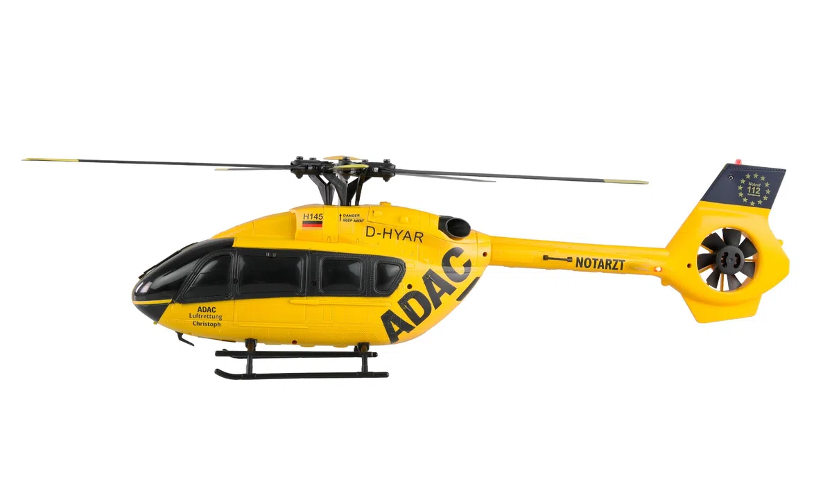 Amewi ADAC H145 - Elicottero Brushless a 6 canali 6G RTF telecomandato RC Heli modello licenza, giallo
