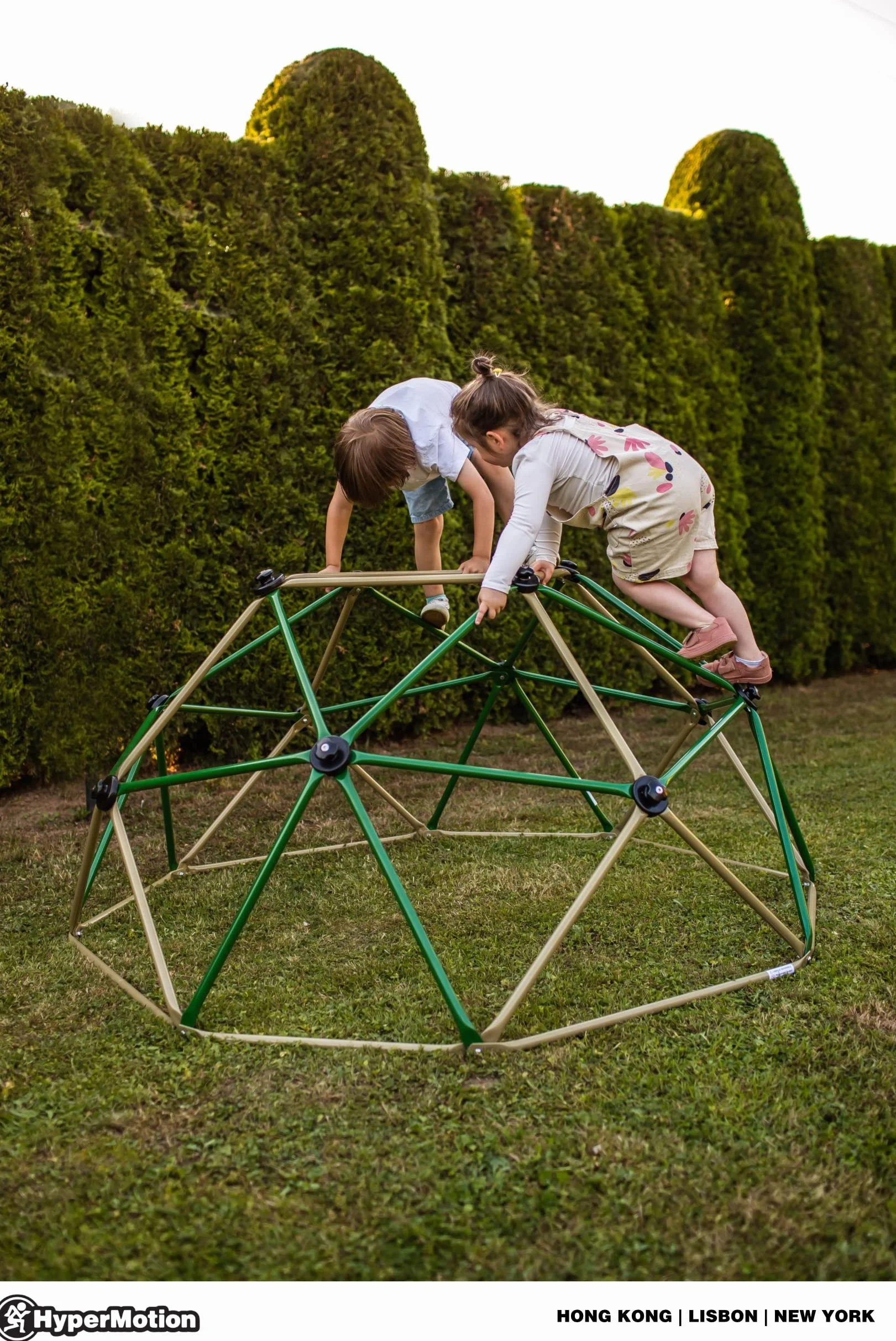 HyperMotion Cupola da Arrampicata per Bambini - Altalena da Giardino e Scivolo per Esterno con Struttura in Metallo Zincato, Portata 350 kg, Giochi per Sviluppo Motorio dai 3 Anni - 6 Ft