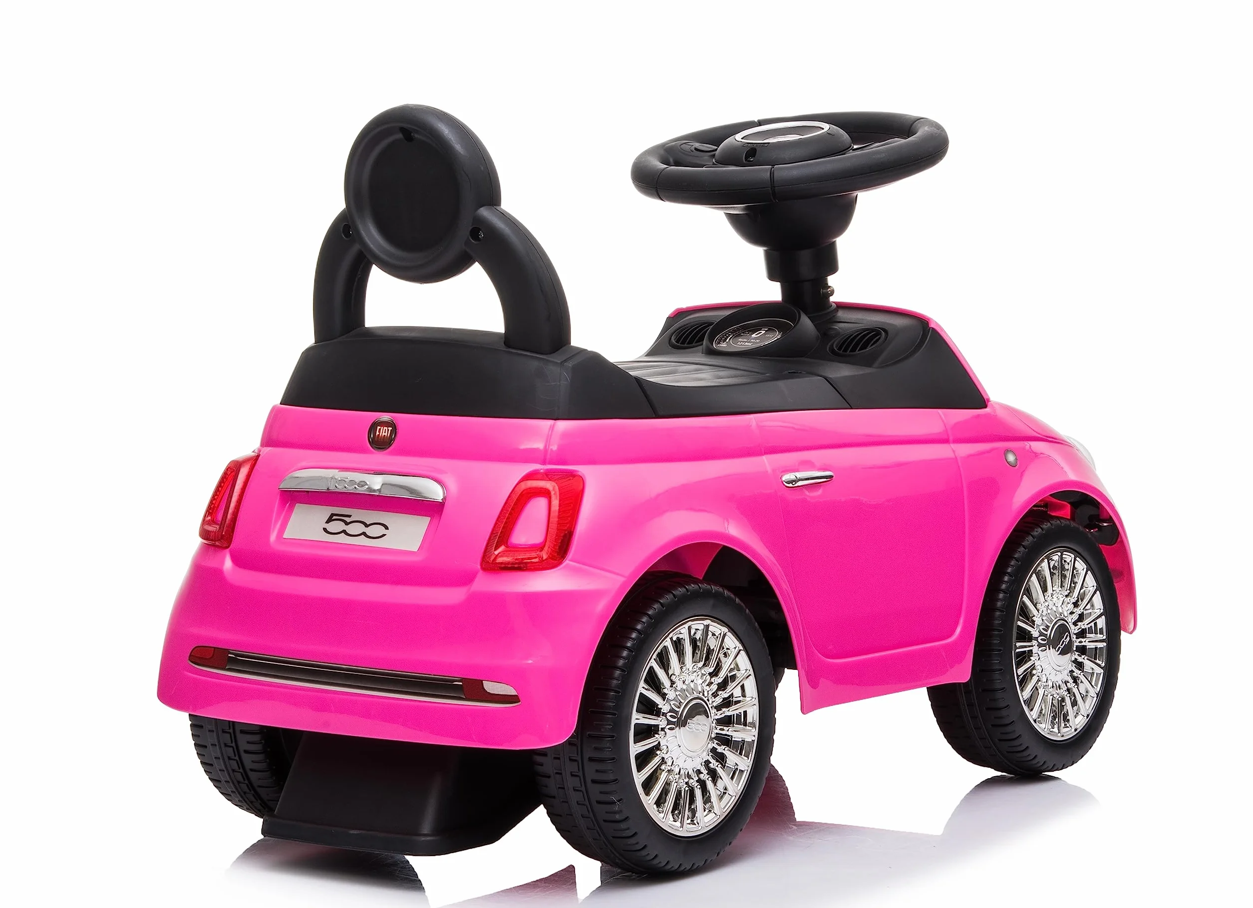 Primi Passi Macchinina Cavalcabile Fiat 500 per Bambini da 12 a 36 Mesi con Suoni e Clacson Sistema Antiribaltamento Vano Portaoggetti Schienale Gioco per Imparare a Camminare (Rosa)