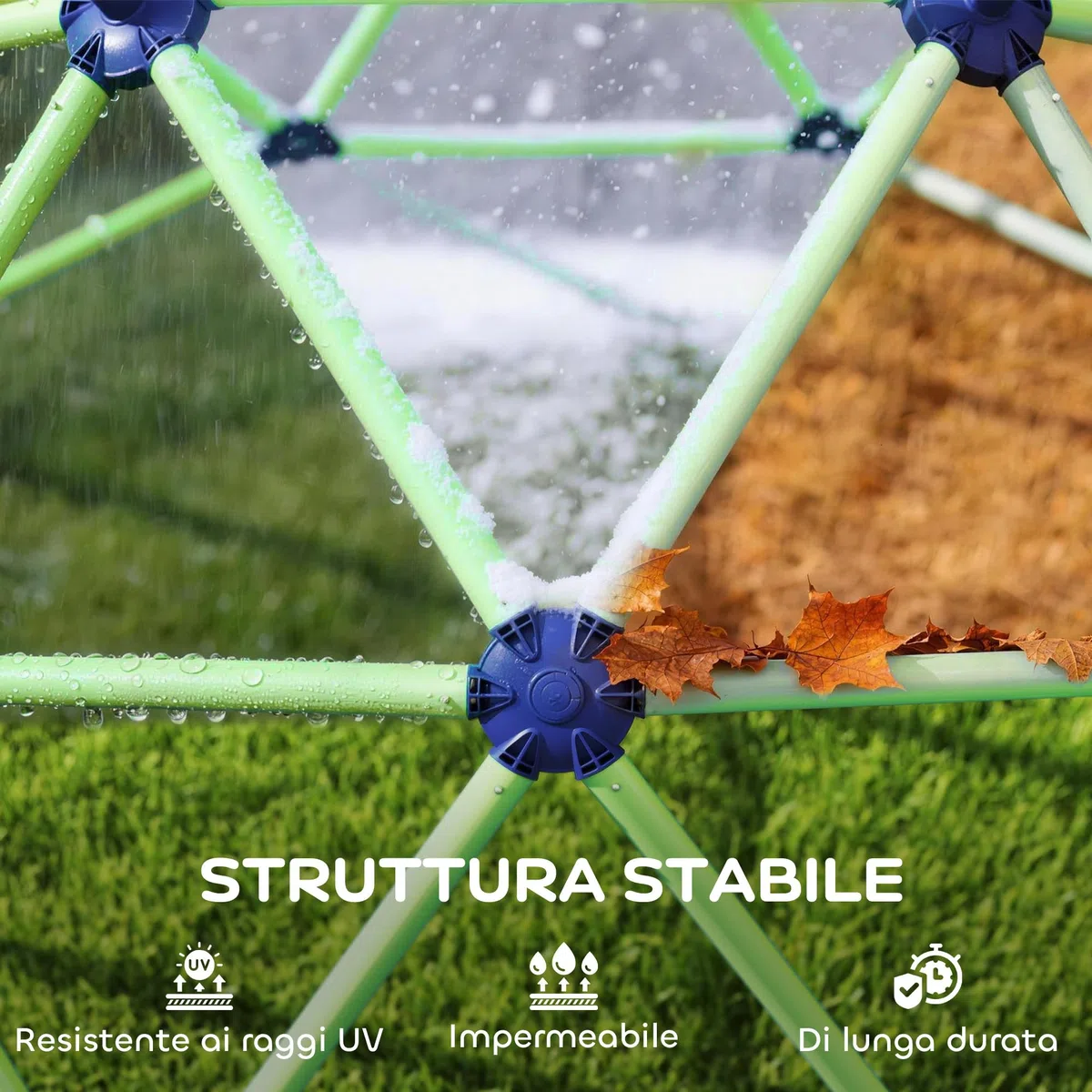AIYAPLAY Gioco Arrampicata Bambini 3-8 Anni a Cupola per Interno ed Esterno con Bordi Smussati, Gioco per Bambini in Plastica, 182.5x182.5x119 cm, Verde e Viola