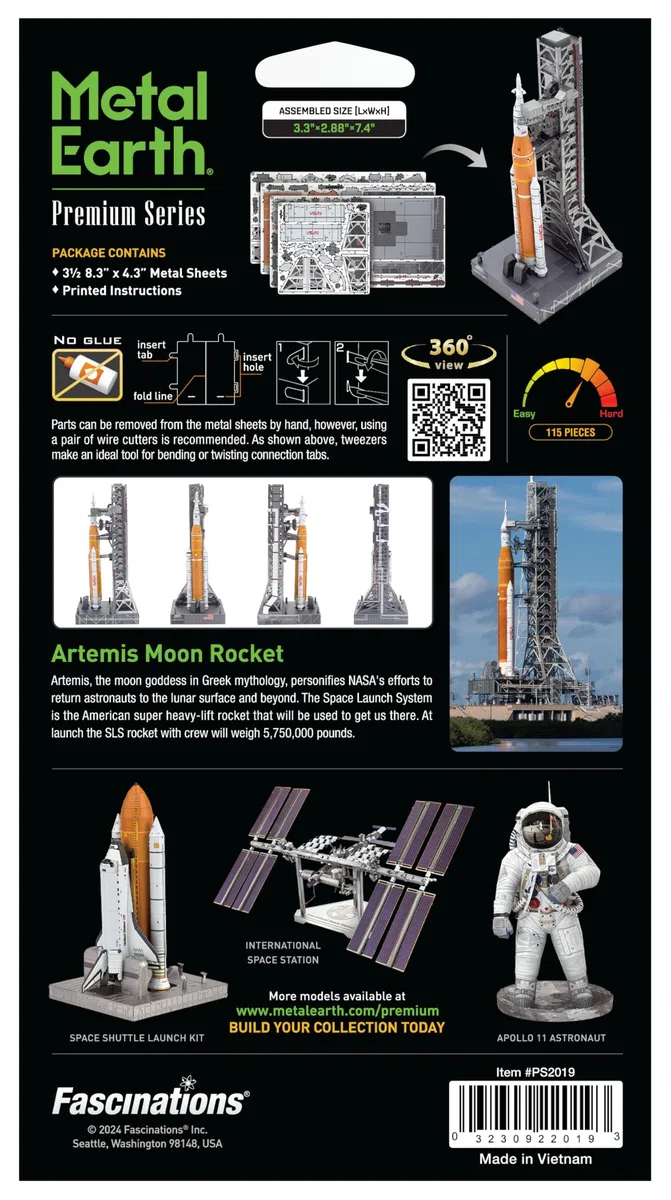 Metal Earth Serie Premium Artemis Moon Rocket 3D Metal Model Kit Fascinations
